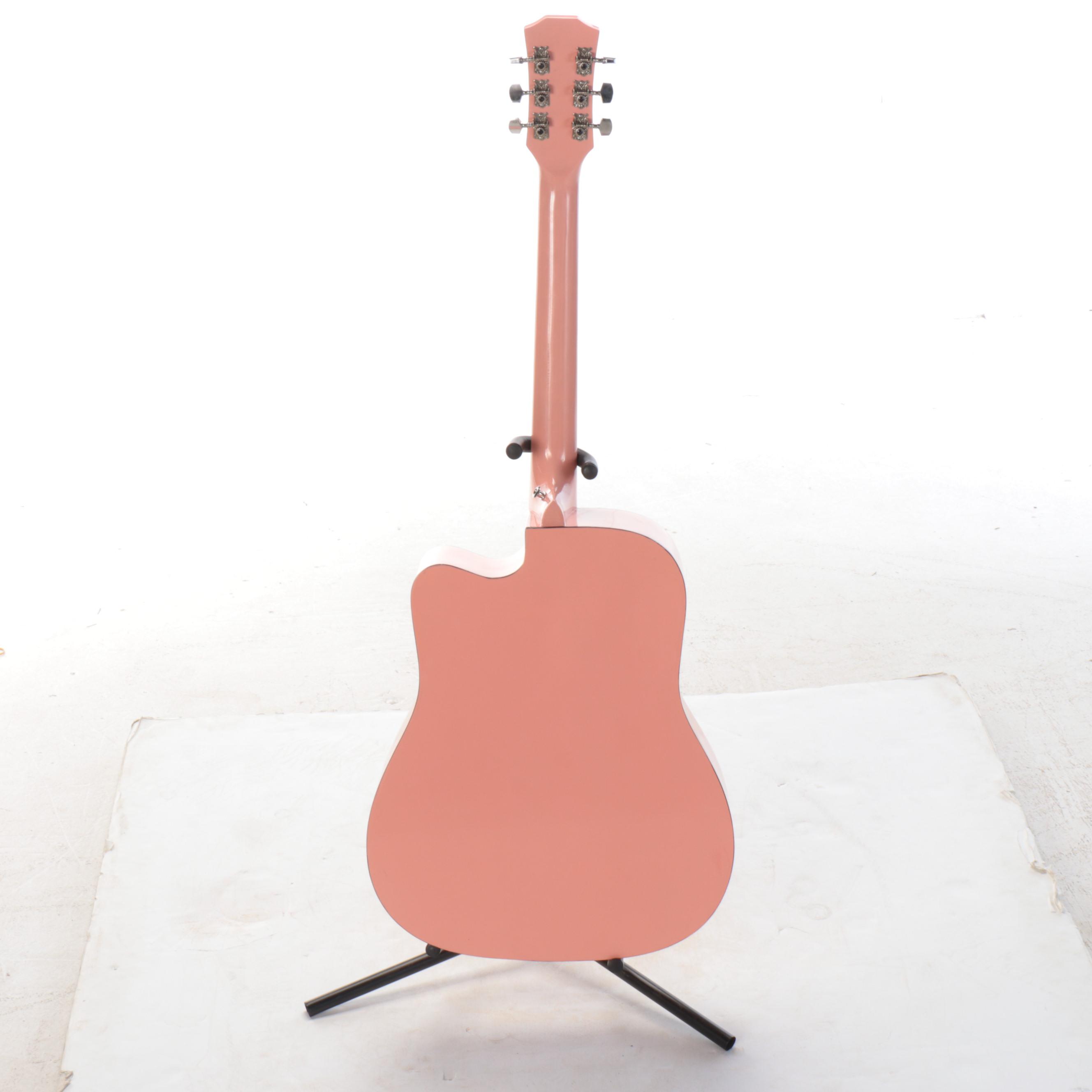 Taylor Swift Signed Pickguard Ashthorpe Pink Acoustic Guitar and Soft Case, JSA