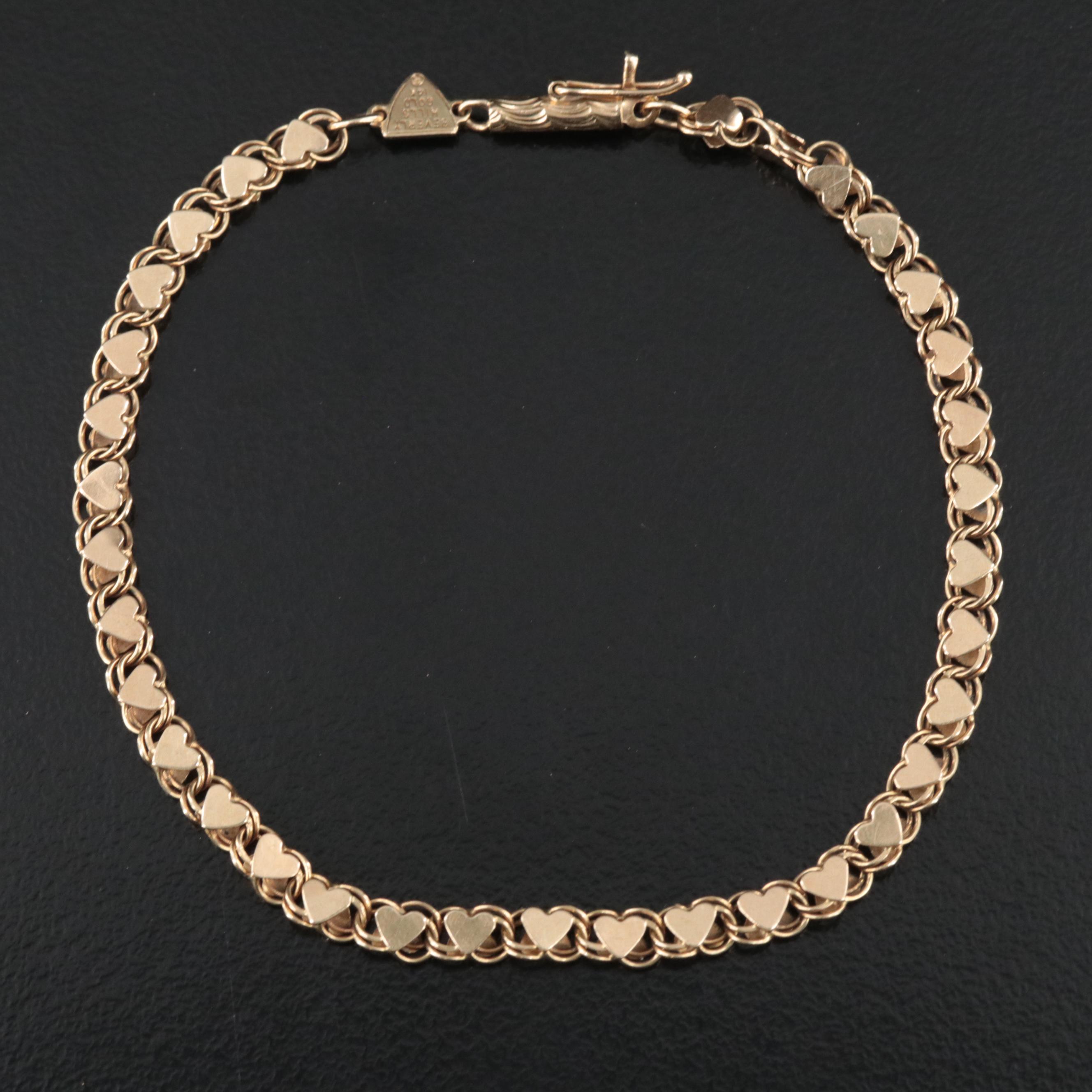 Beverly Hills Gold 14K Tri-color Heart Link Bracelet