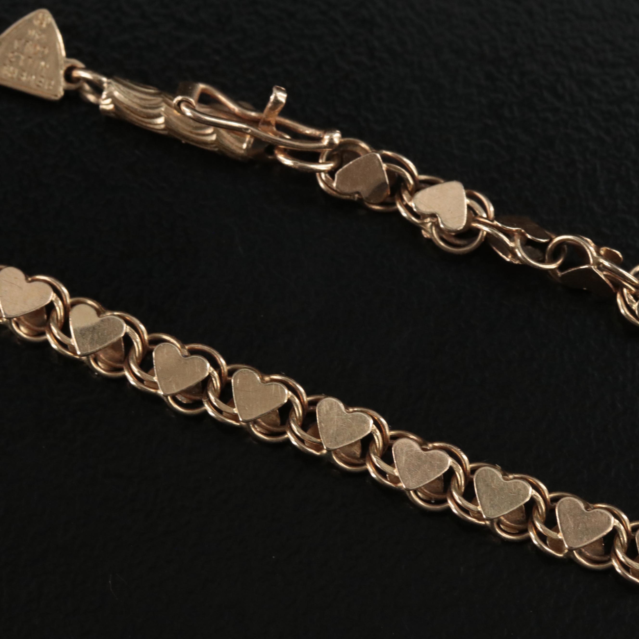 Beverly Hills Gold 14K Tri-color Heart Link Bracelet