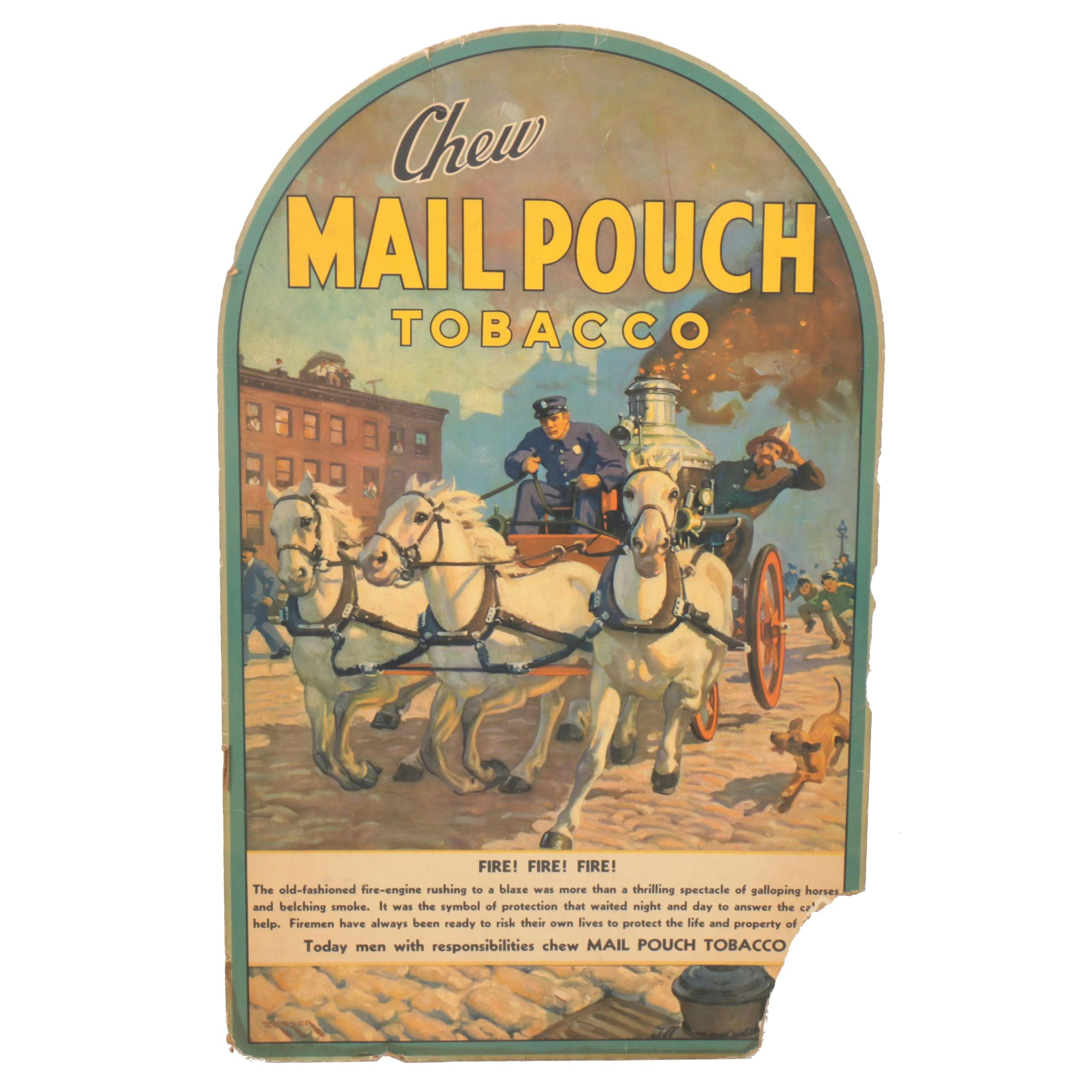 Mail Pouch Tobacco Cardboard Advertising Sign, Mid-20th Century