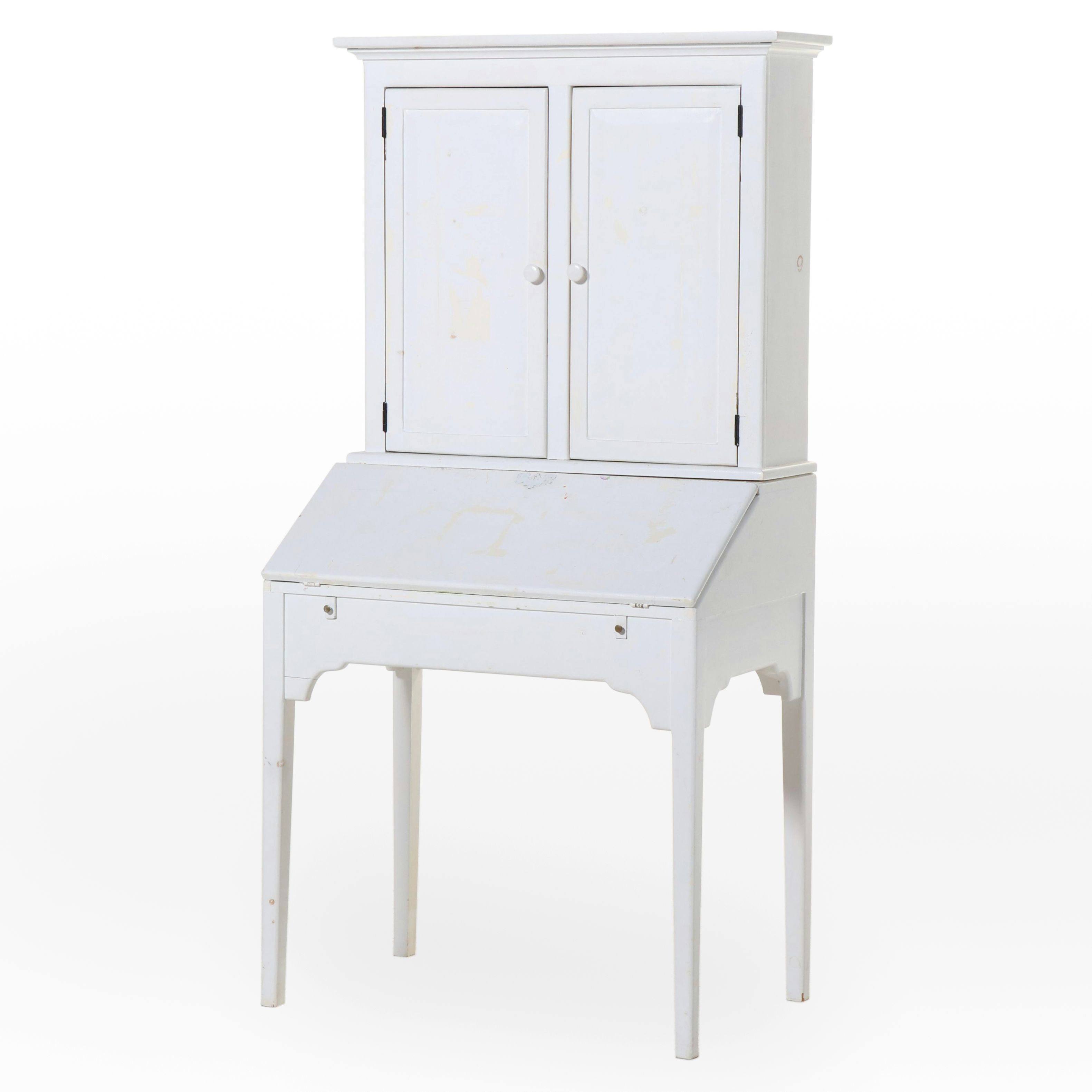 Habersham American Colonial Style White-Painted Diminutive Secretary Bookcase