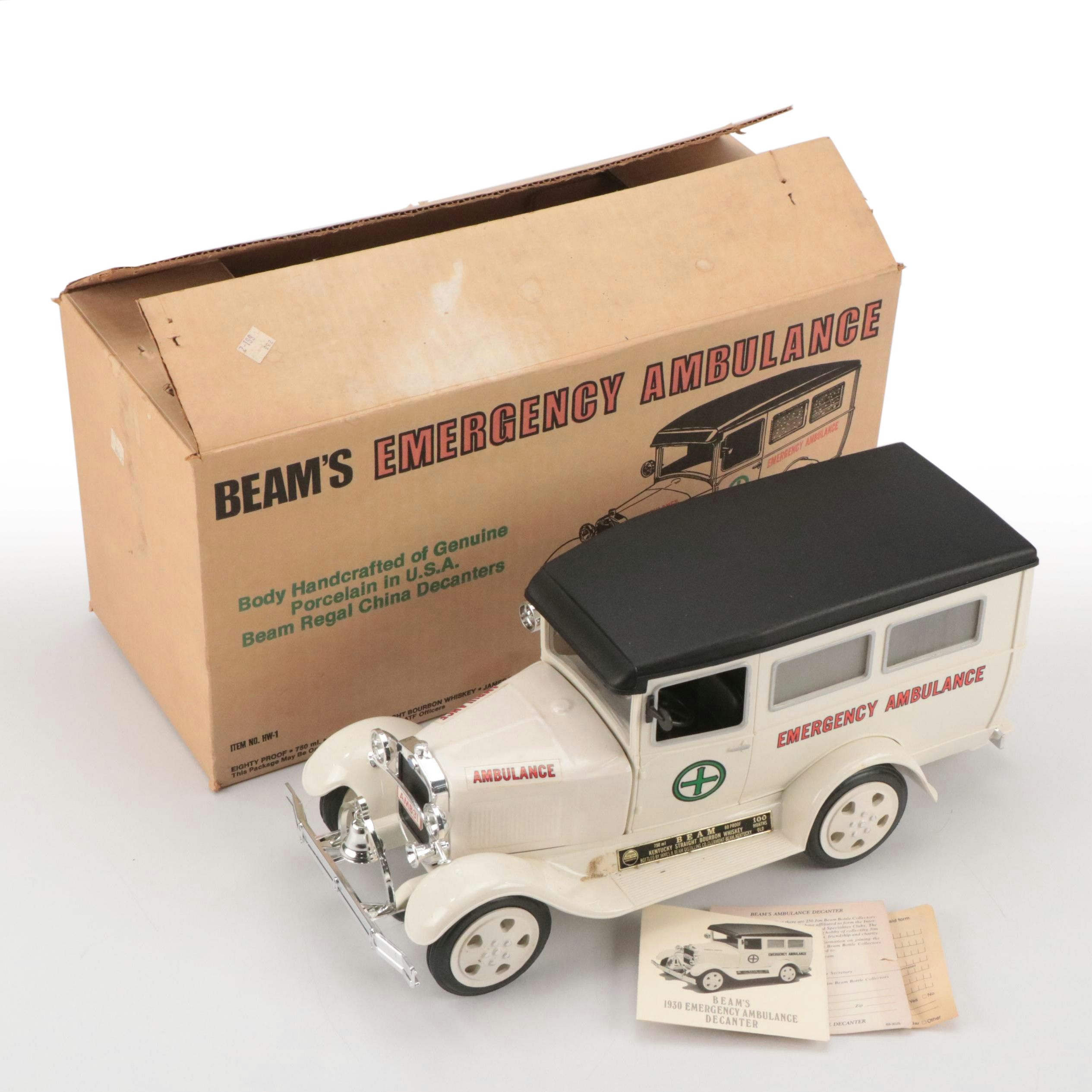 Jim Beam "Emergency Ambulance" Porcelain Decanter, Late 20th Century