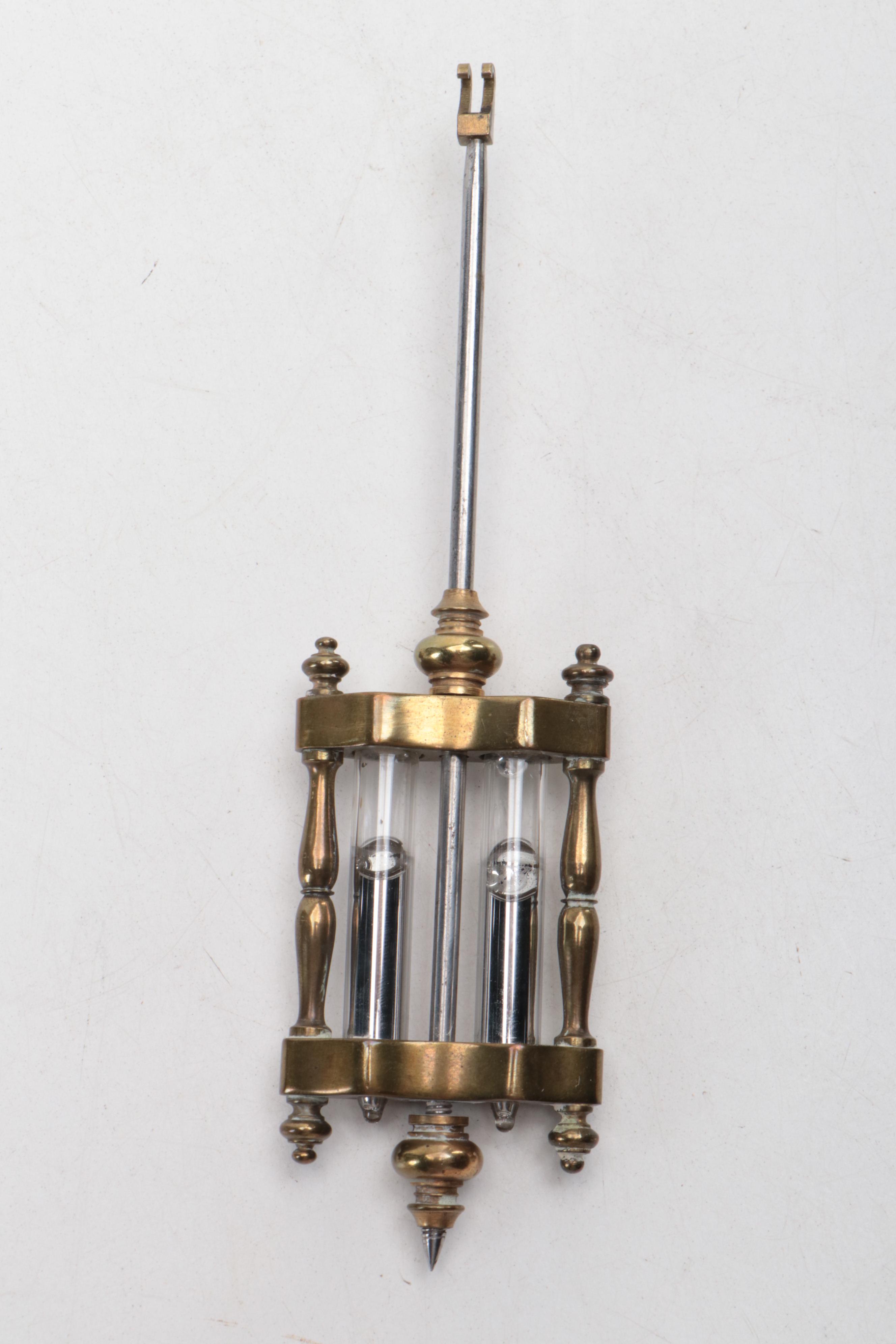 French Japy Frères Brass and Glass Mantel Clock with Mercury Pendulum