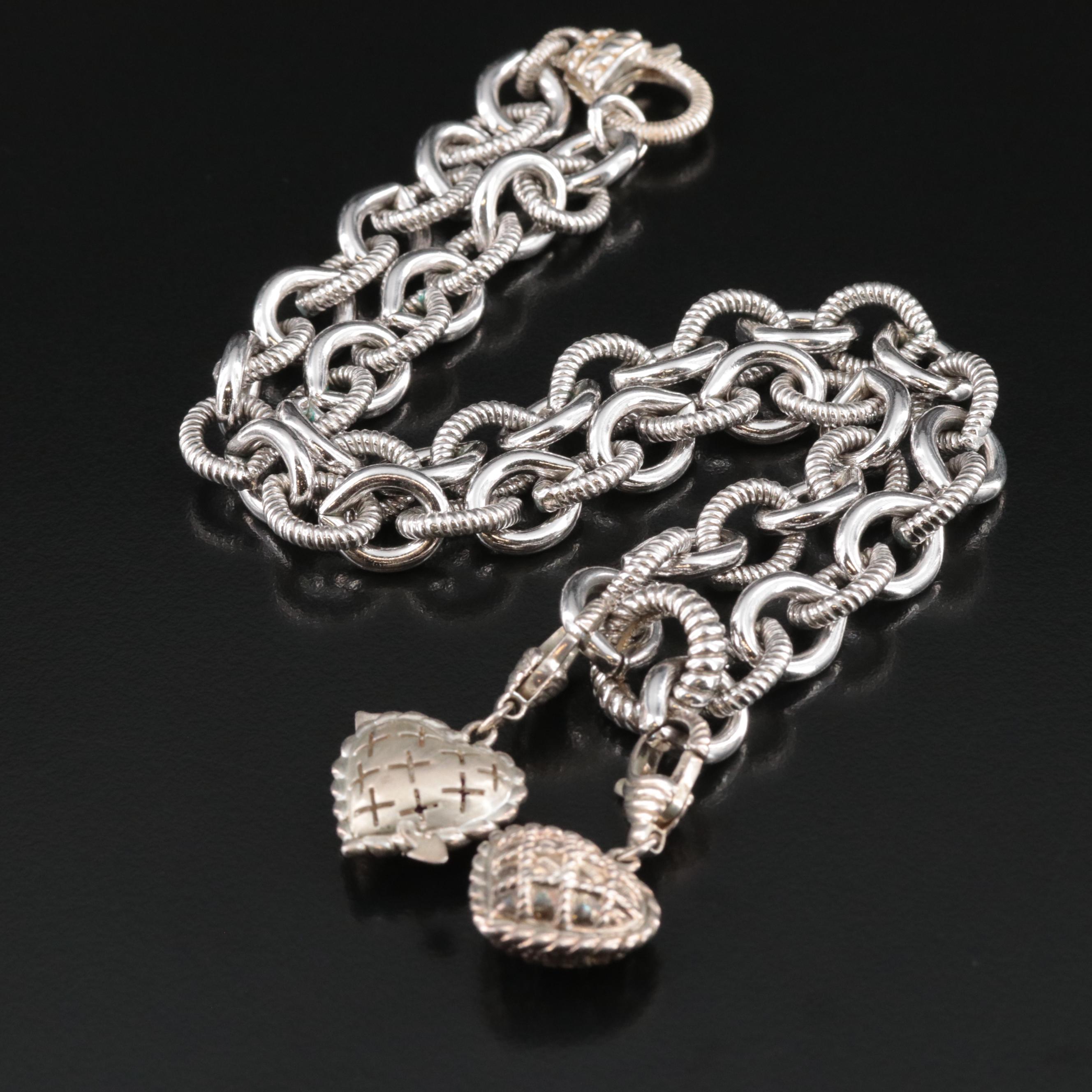 Judith Ripka Sterling Ruby and CZ Heart Pendant Necklace