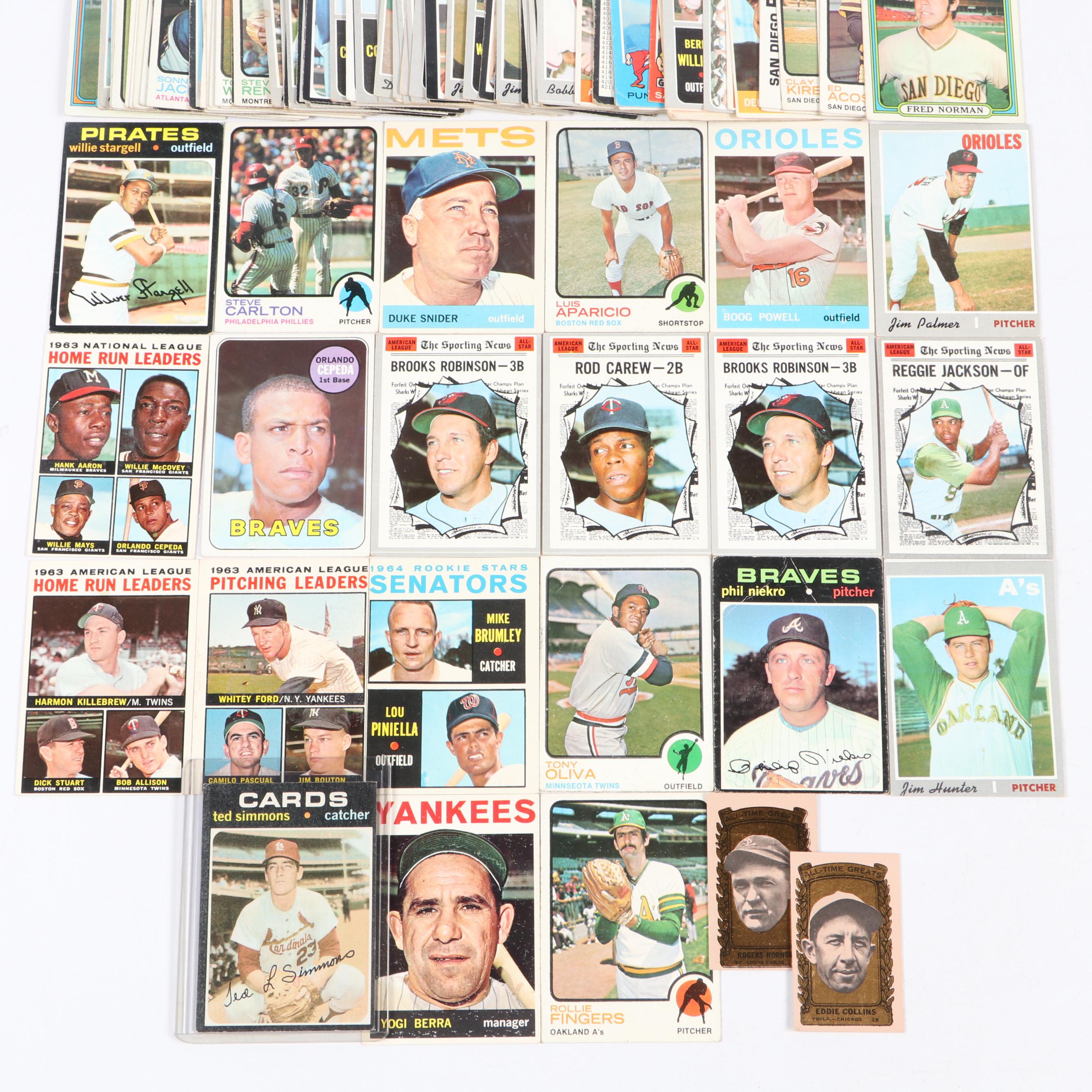 Topps Baseball Cards Featuring Reggie Jackson and More, 1960s–1970s