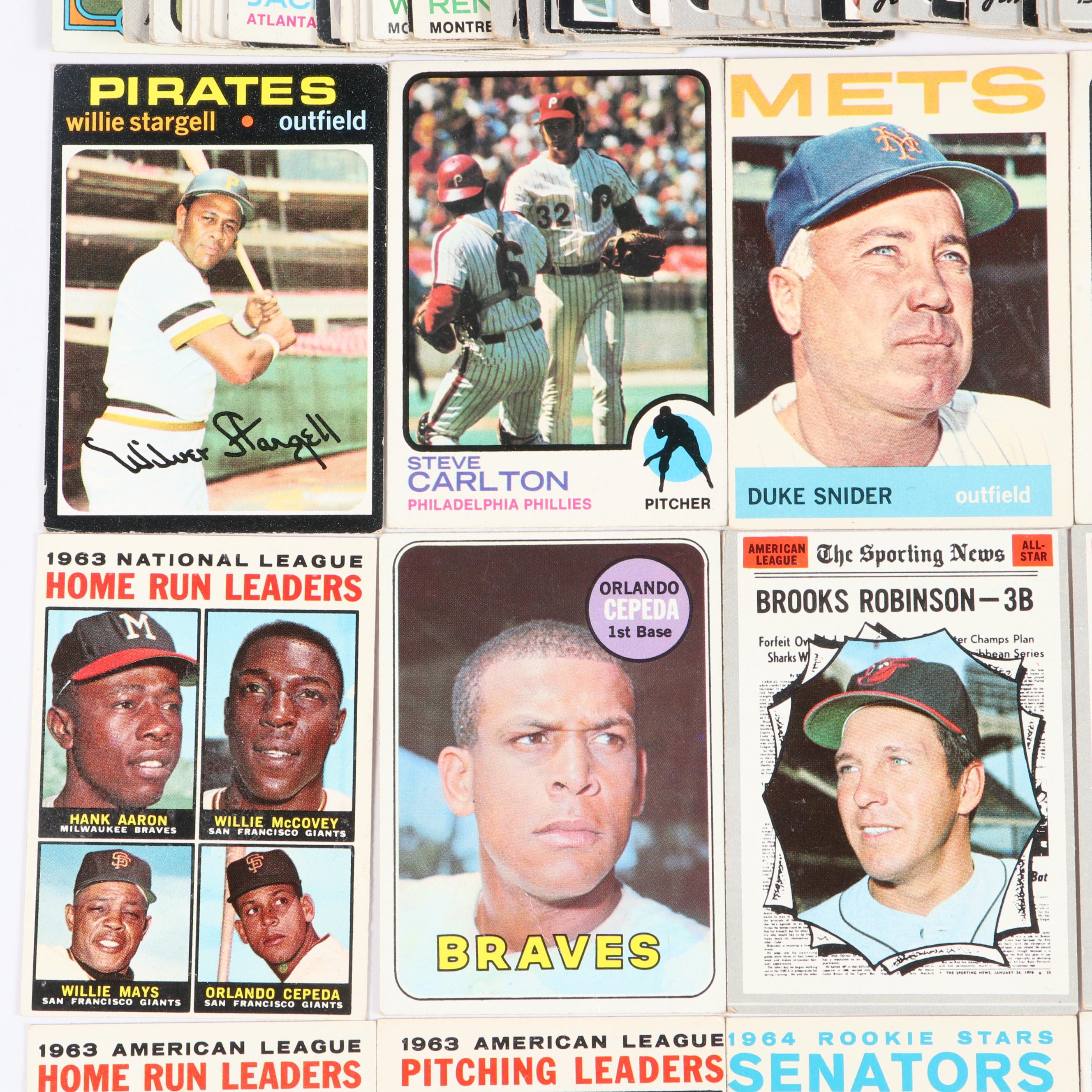 Topps Baseball Cards Featuring Reggie Jackson and More, 1960s–1970s