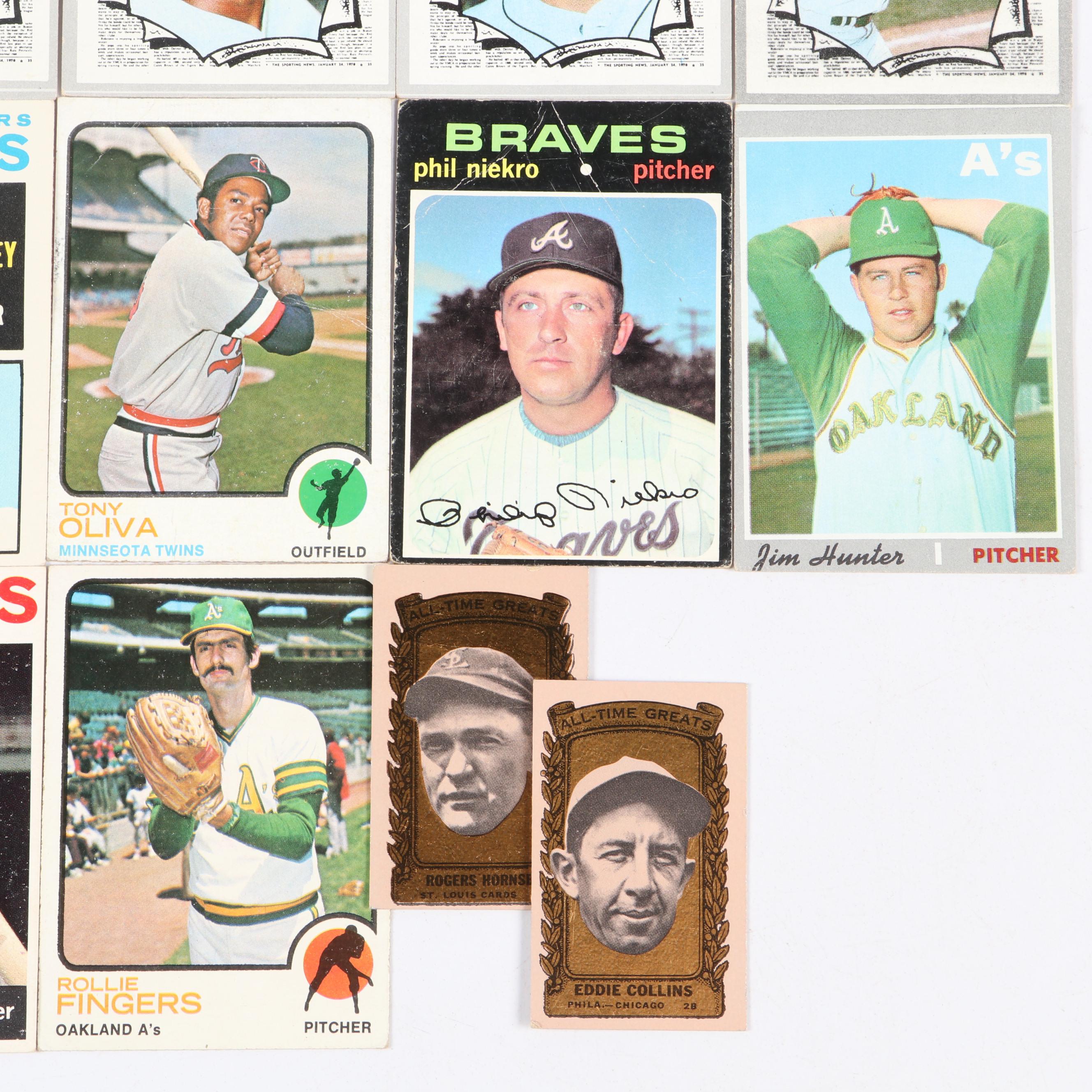 Topps Baseball Cards Featuring Reggie Jackson and More, 1960s–1970s