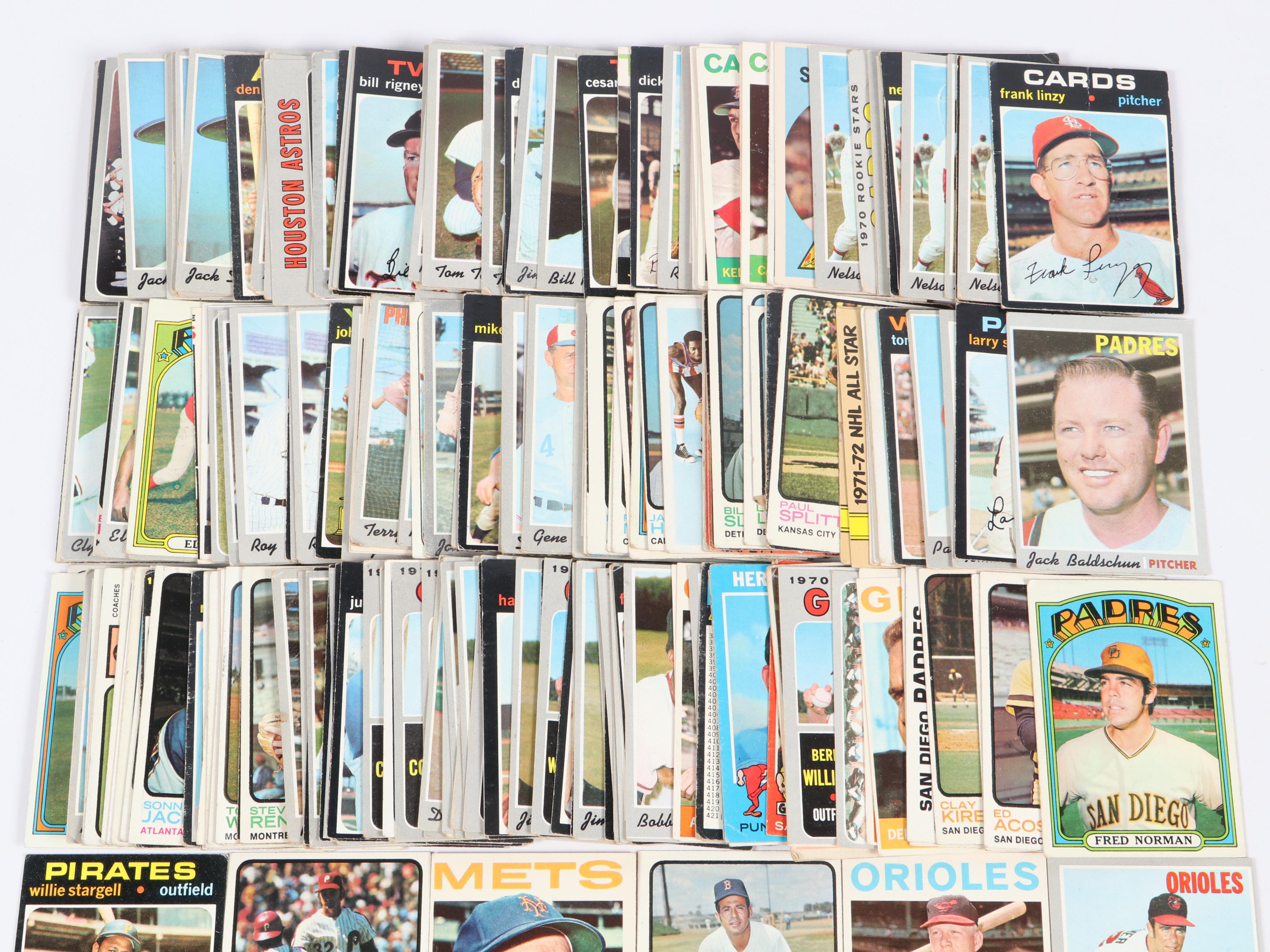 Topps Baseball Cards Featuring Reggie Jackson and More, 1960s–1970s