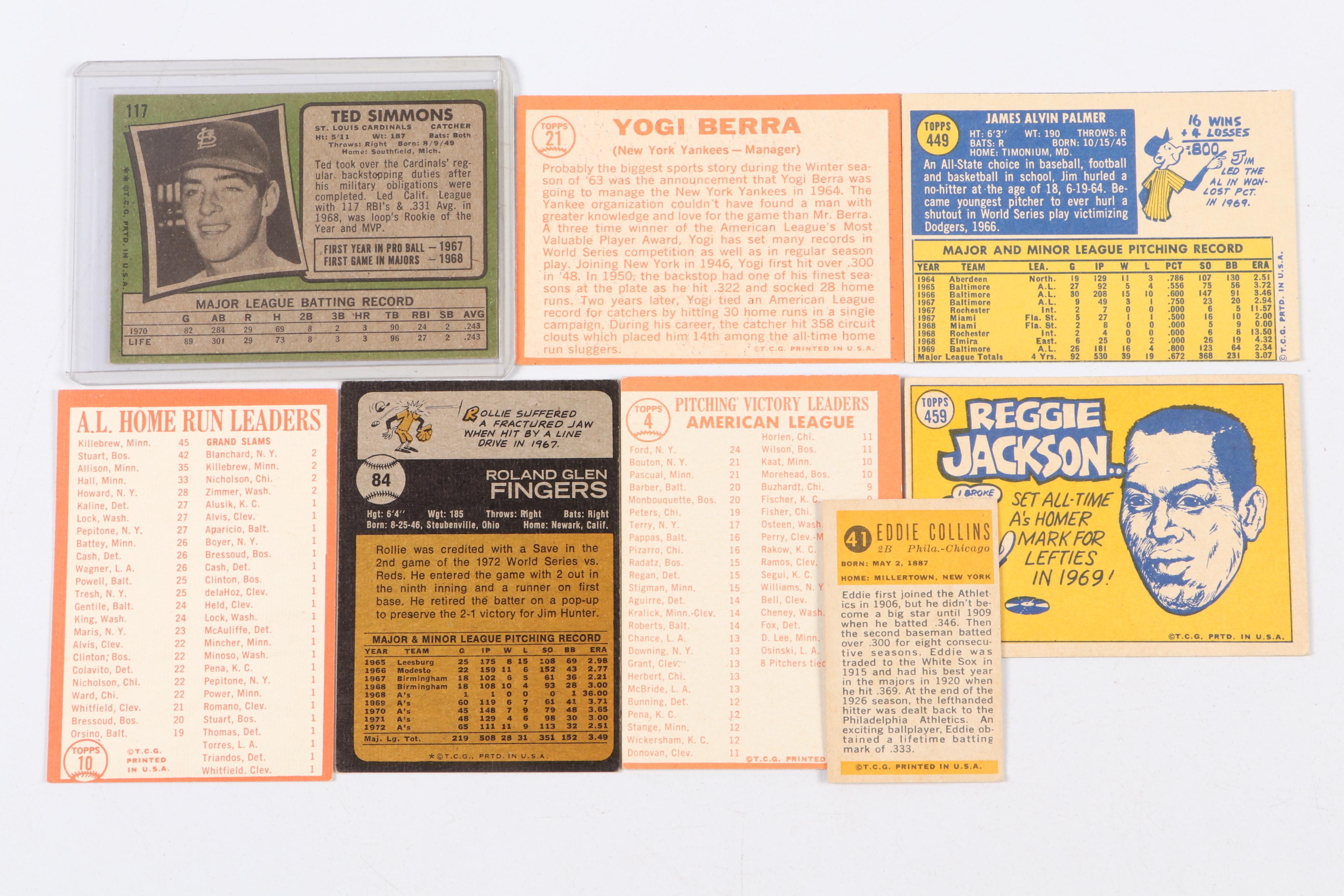 Topps Baseball Cards Featuring Reggie Jackson and More, 1960s–1970s