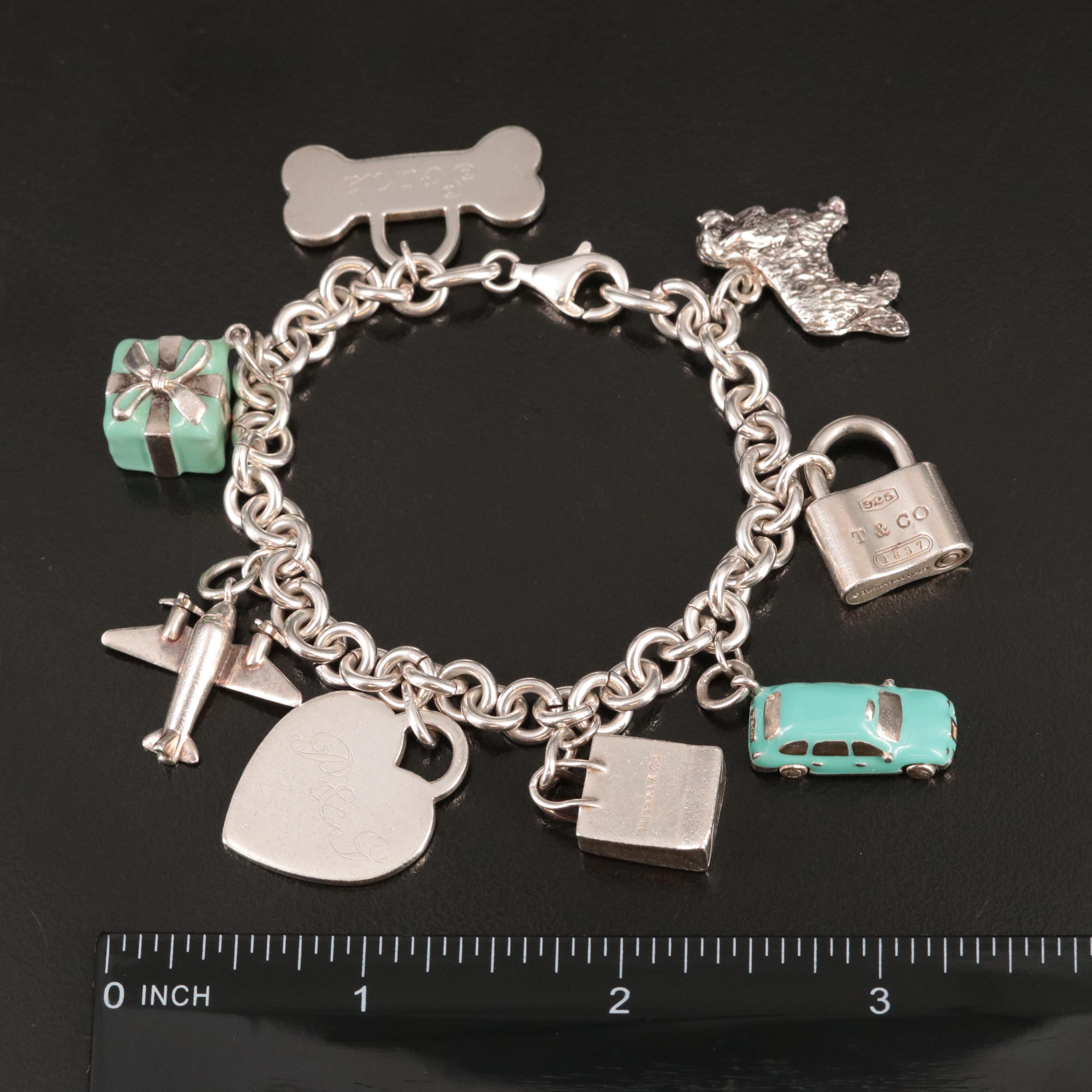Tiffany & Co. Sterling Charms with Rolo Link Bracelet