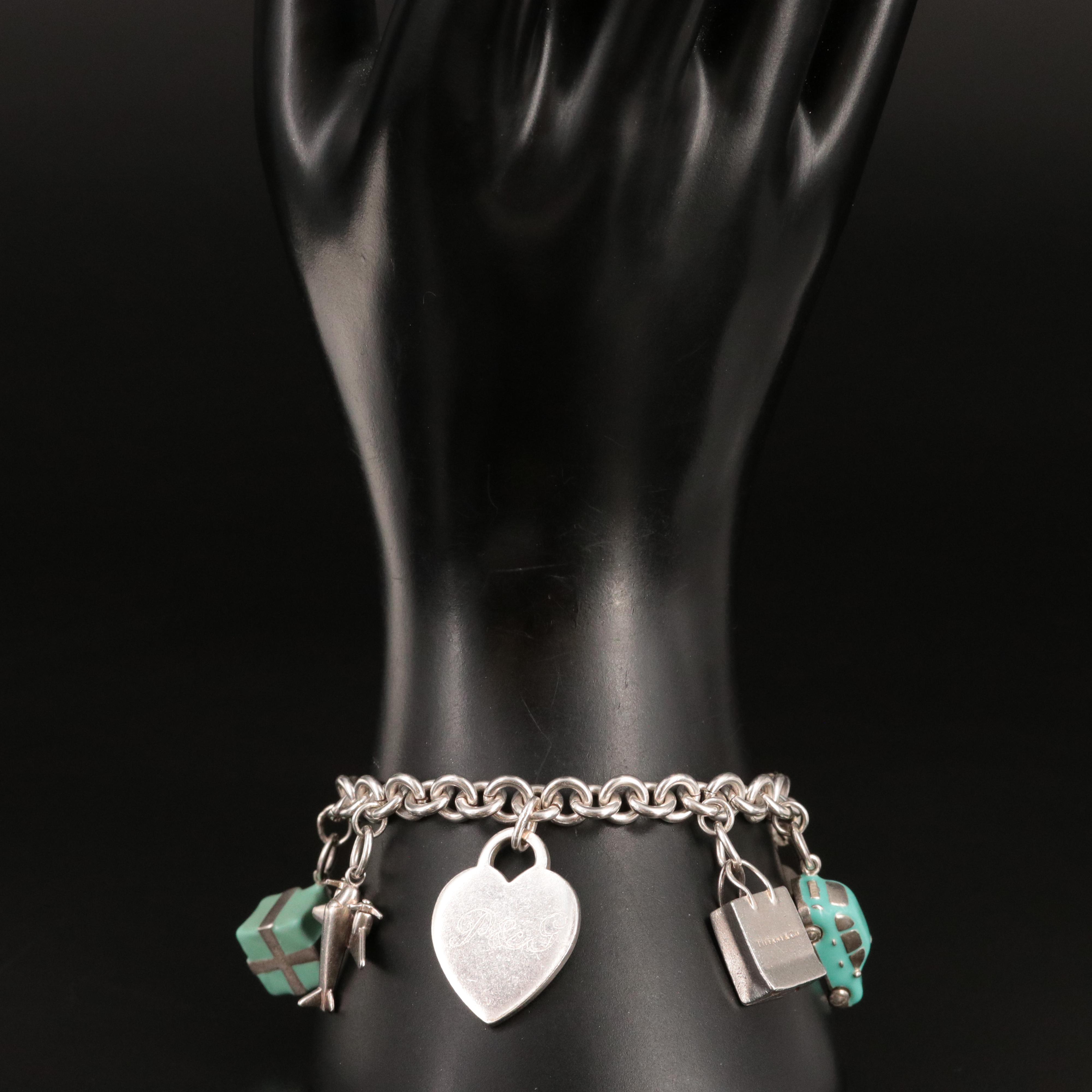 Tiffany & Co. Sterling Charms with Rolo Link Bracelet