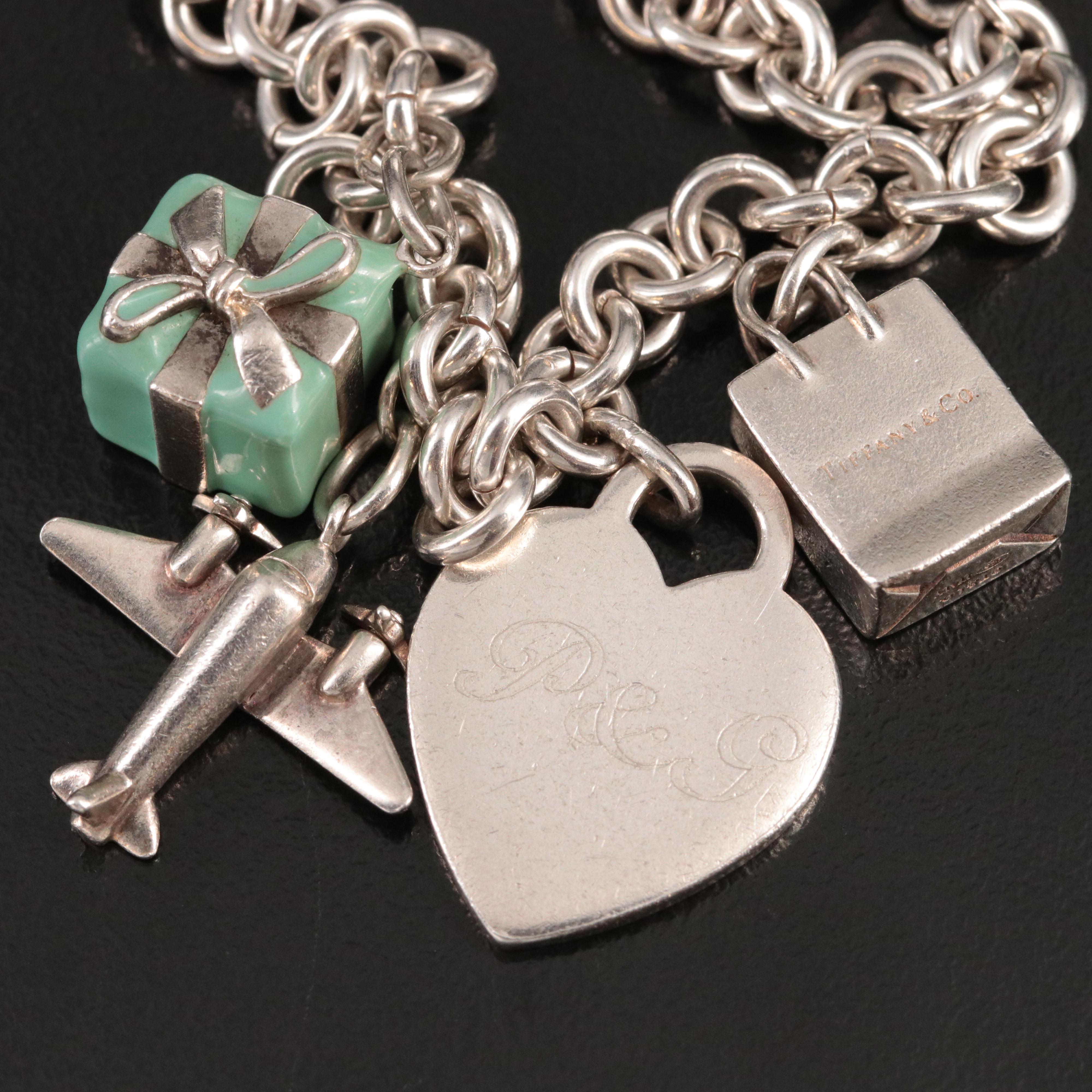 Tiffany & Co. Sterling Charms with Rolo Link Bracelet