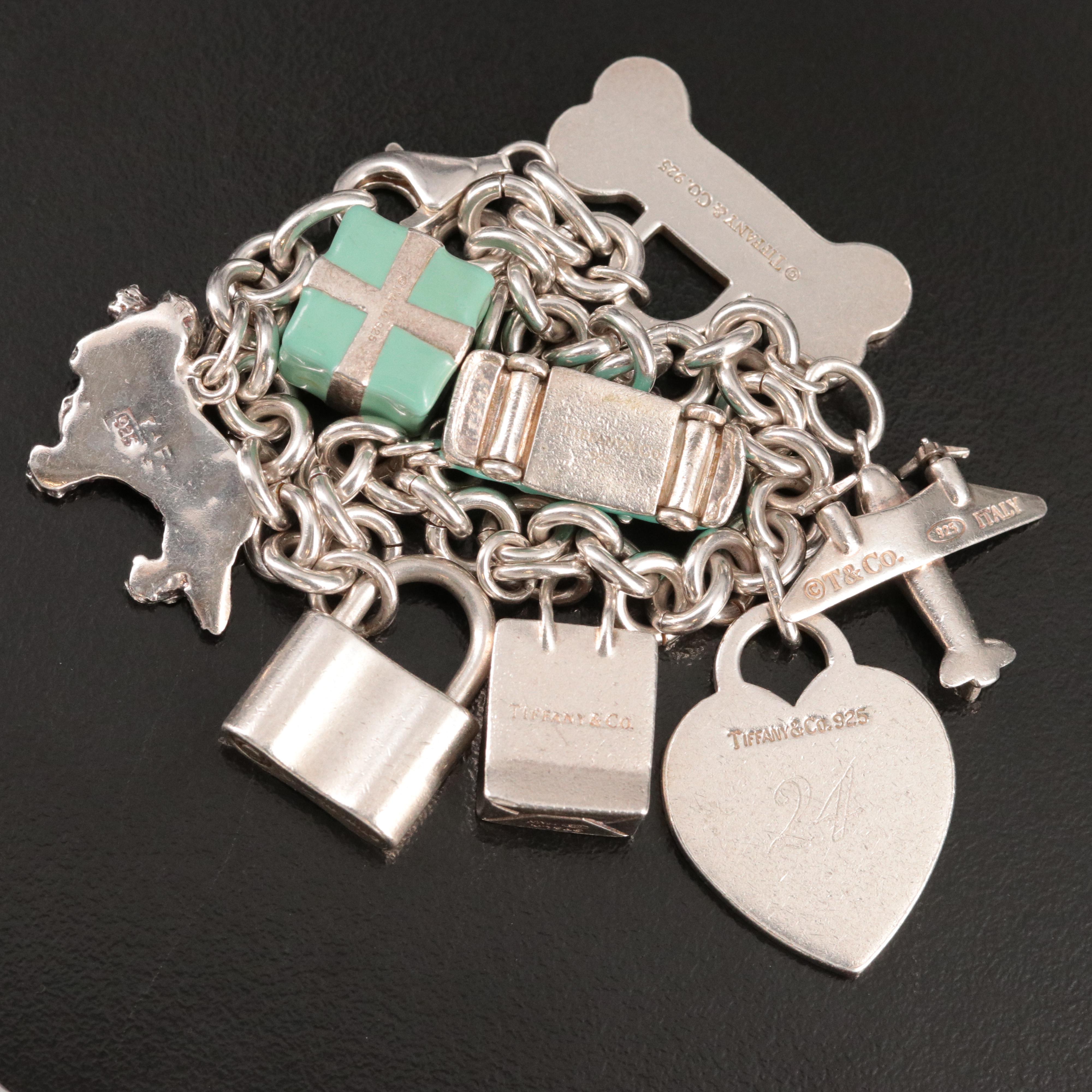 Tiffany & Co. Sterling Charms with Rolo Link Bracelet