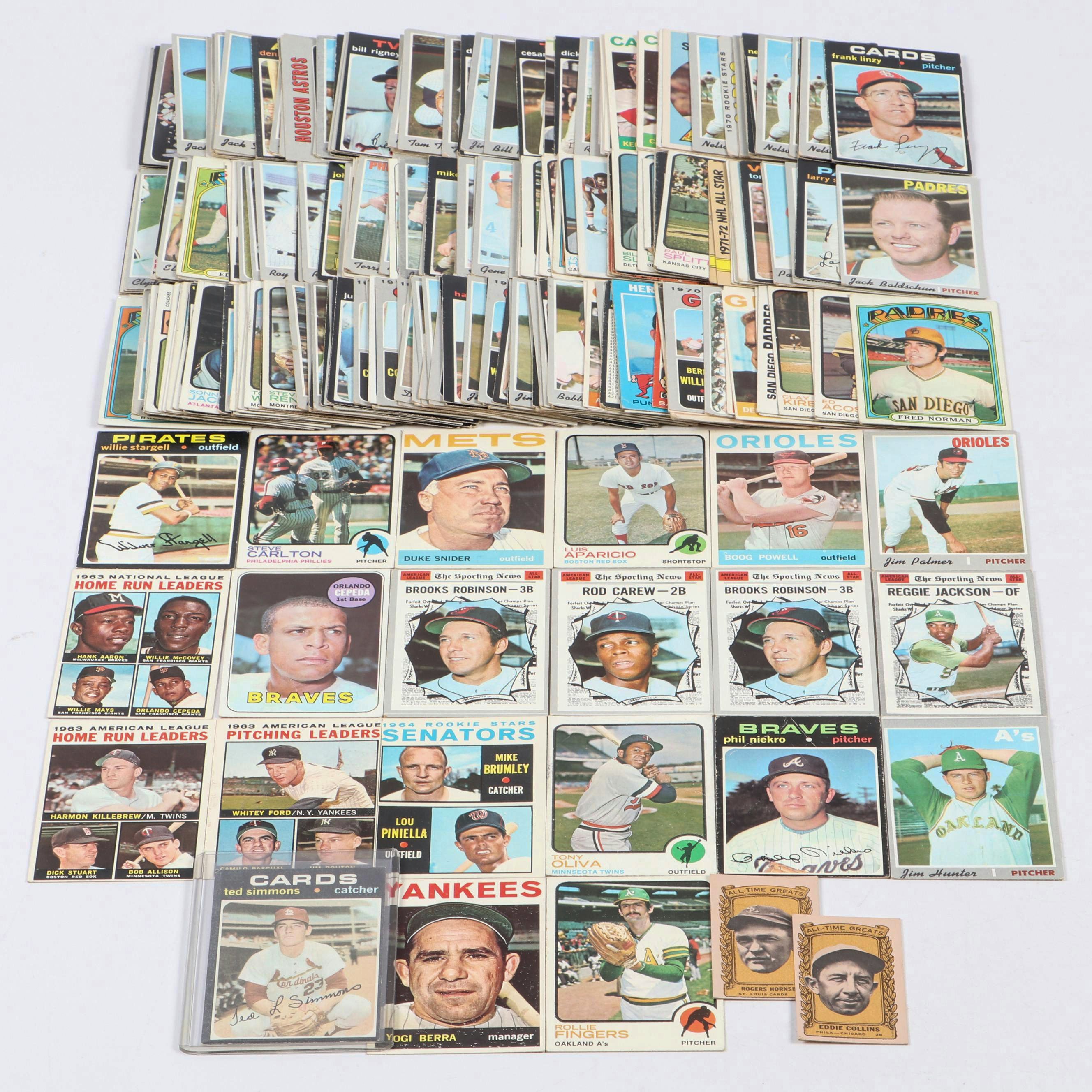 Topps Baseball Cards Featuring Reggie Jackson and More, 1960s–1970s