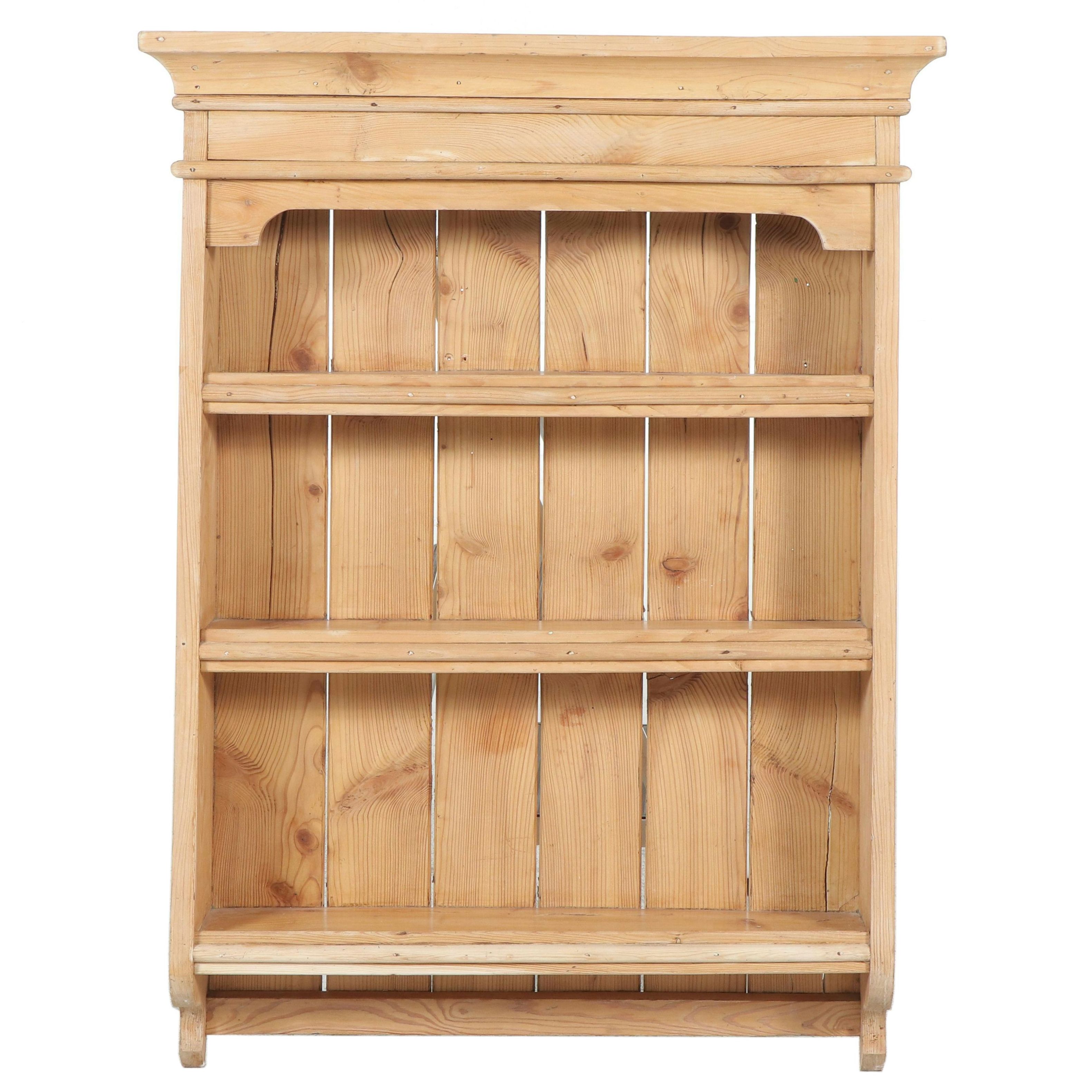 Late Victorian Pine Three-Tier Plate Rack, Late 19th/Early 20th Century