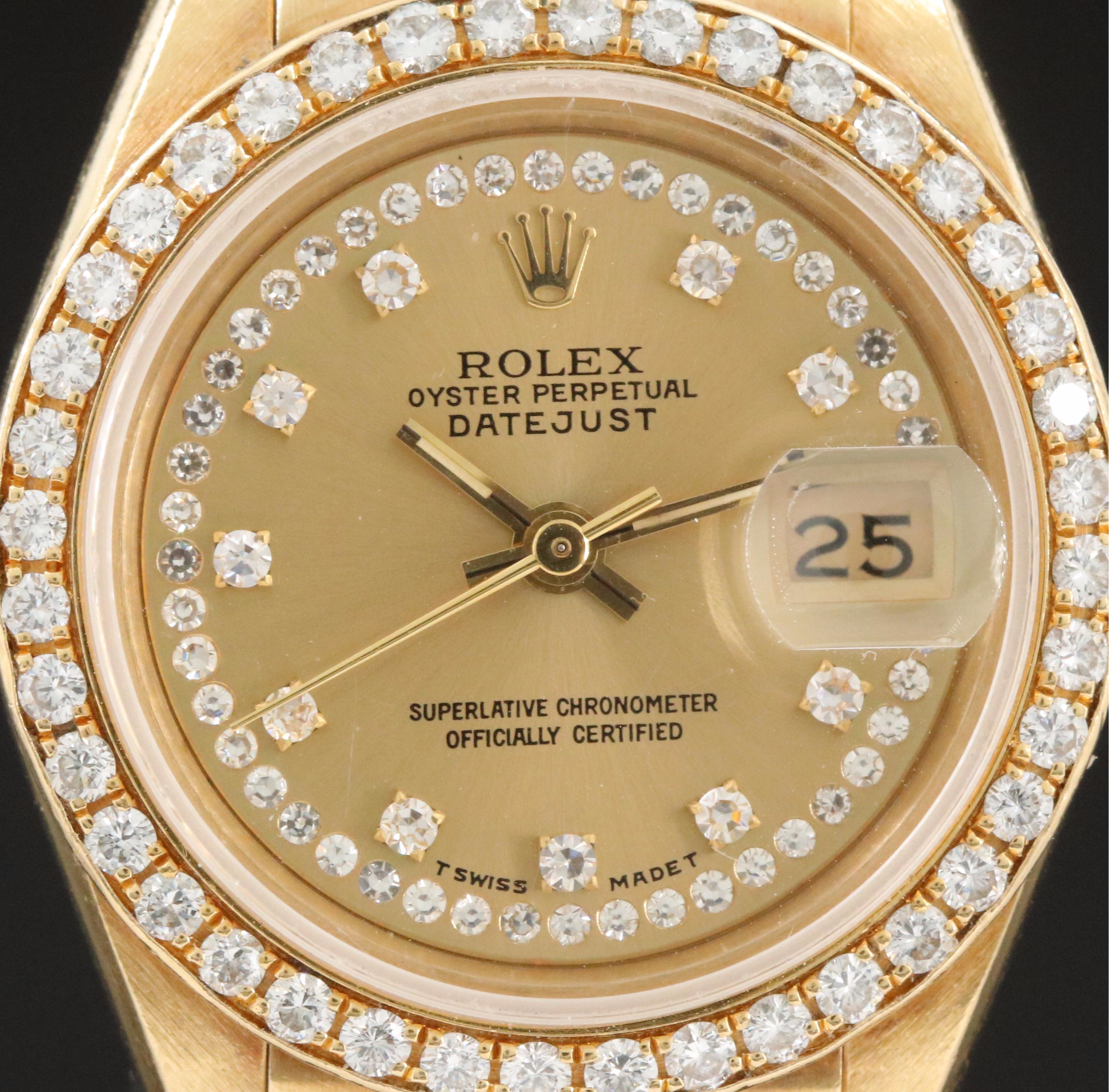 1986 Rolex Custom Diamond Dial and Bezel Datejust Watch