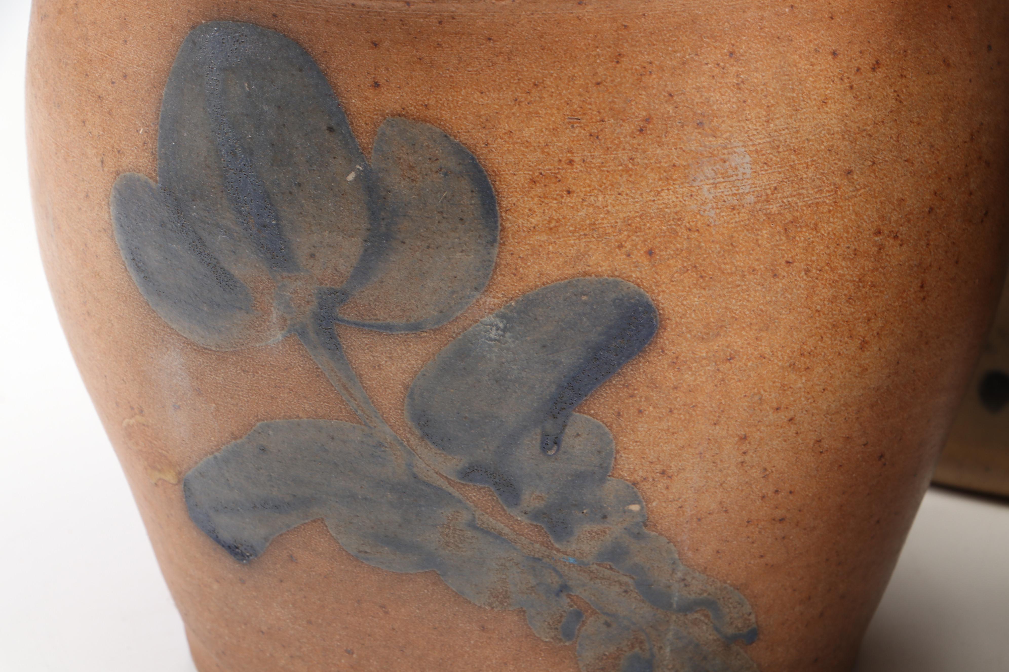 New York and Other Salt Glazed Stoneware Crocks with Freehand Cobalt Designs