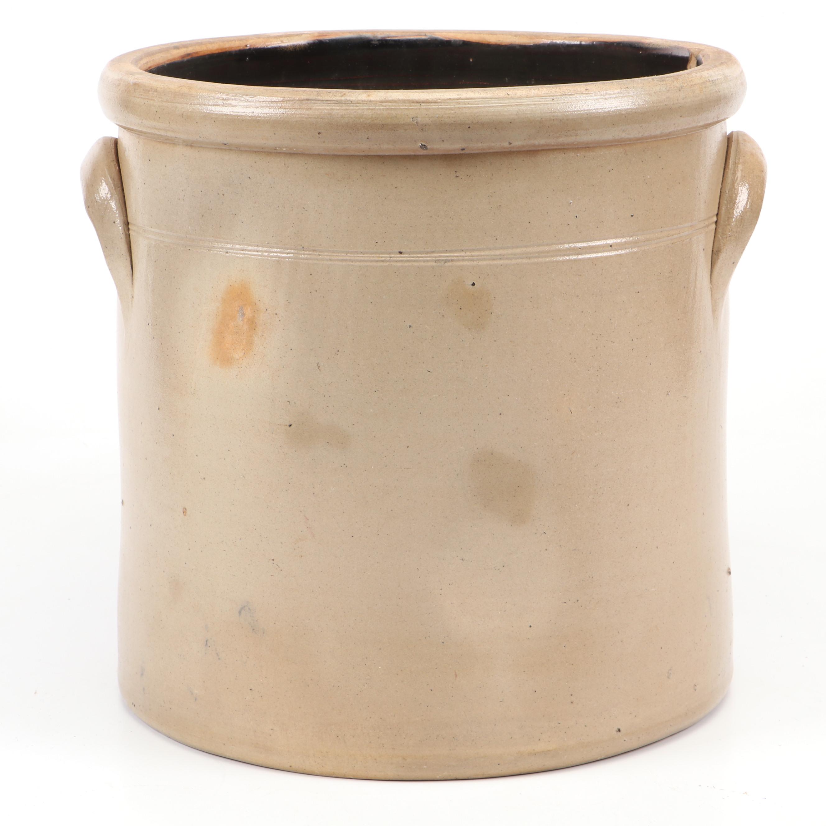 New York and Other Salt Glazed Stoneware Crocks with Freehand Cobalt Designs