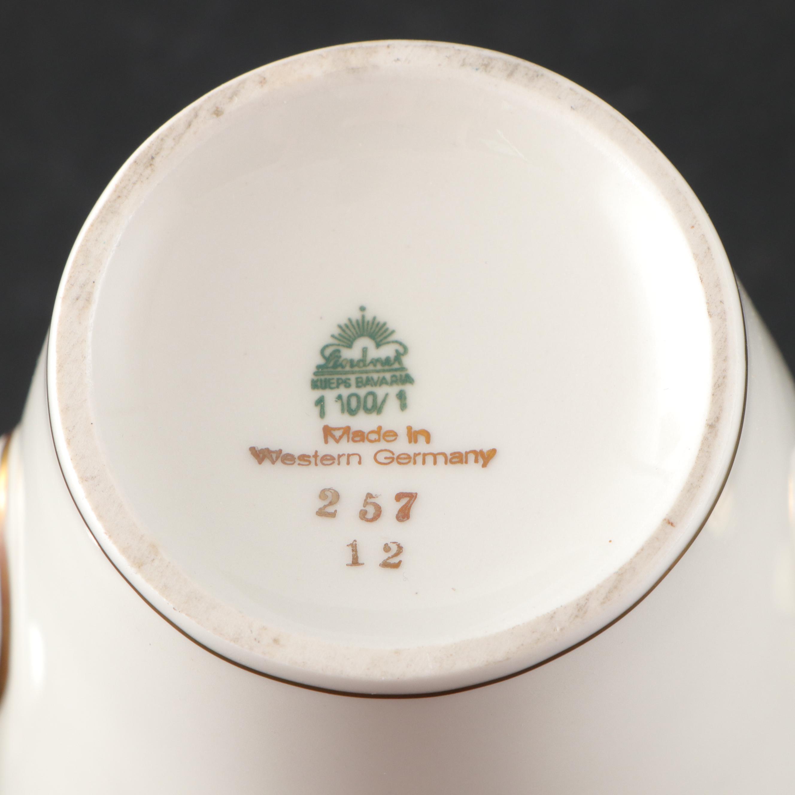 Lindnet Art Deco Style White and Gilt Rimmed Porcelain Tea Set