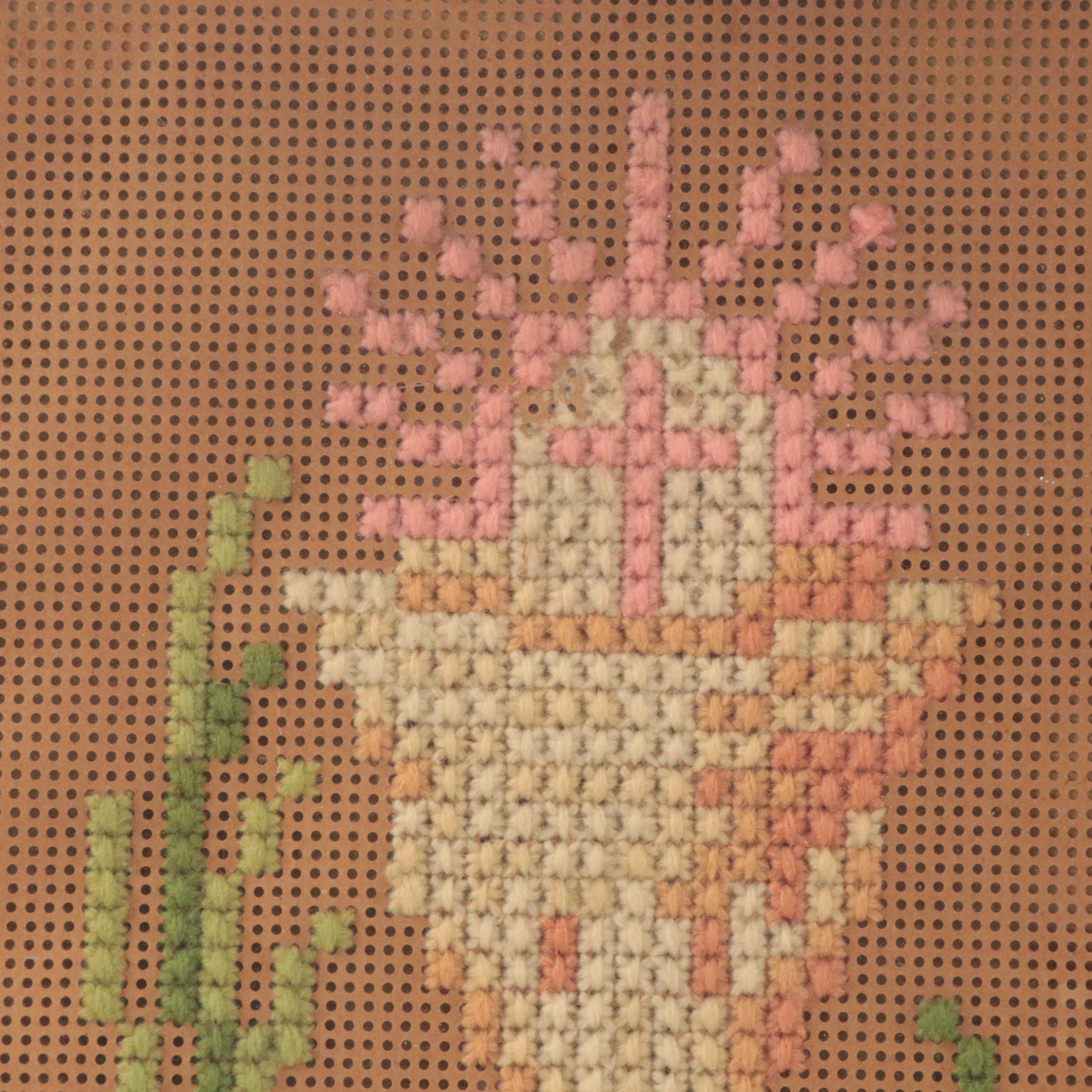 Victorian Perforated Paper Embroidery With Cross-Stitch Sampler, 1890