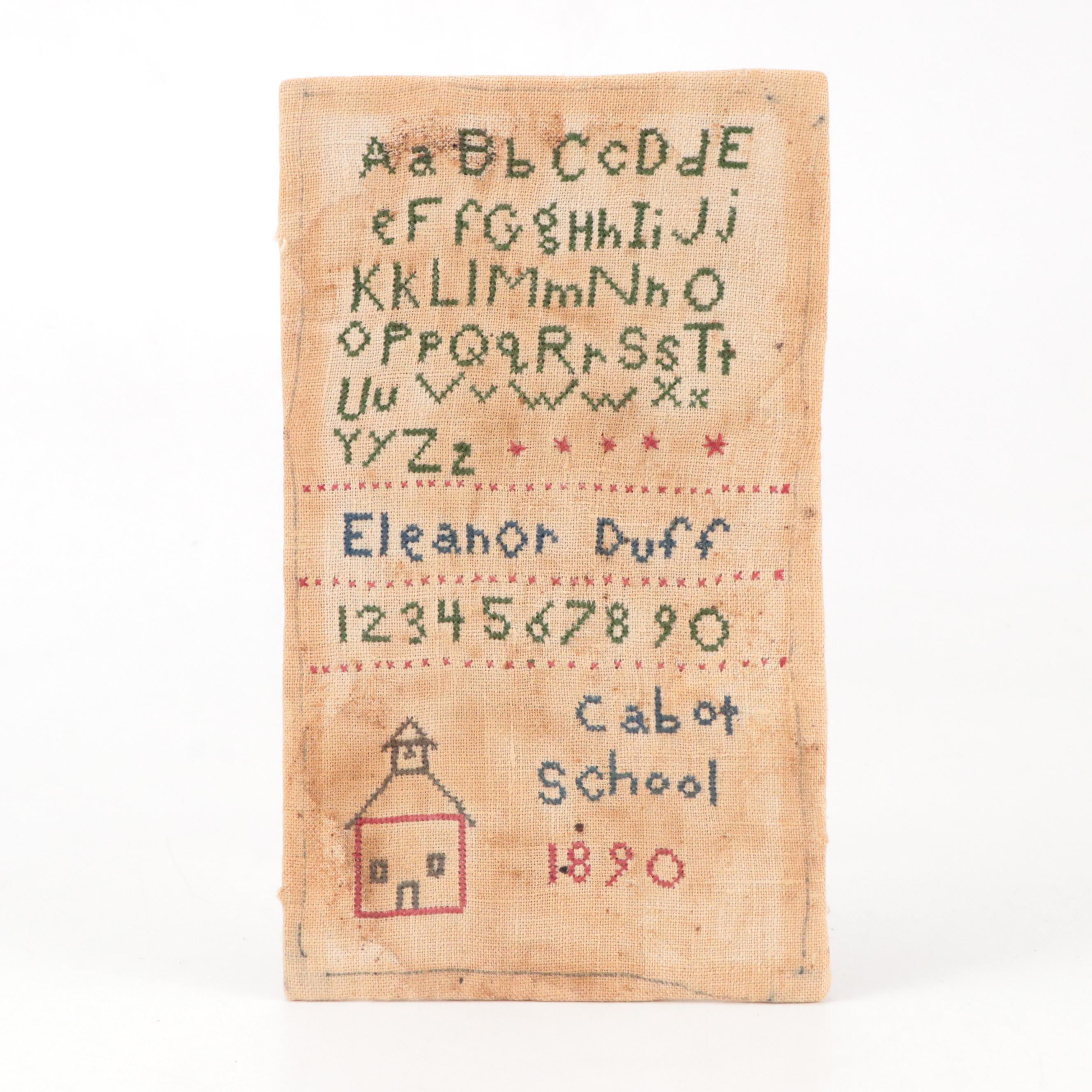 Victorian Perforated Paper Embroidery With Cross-Stitch Sampler, 1890