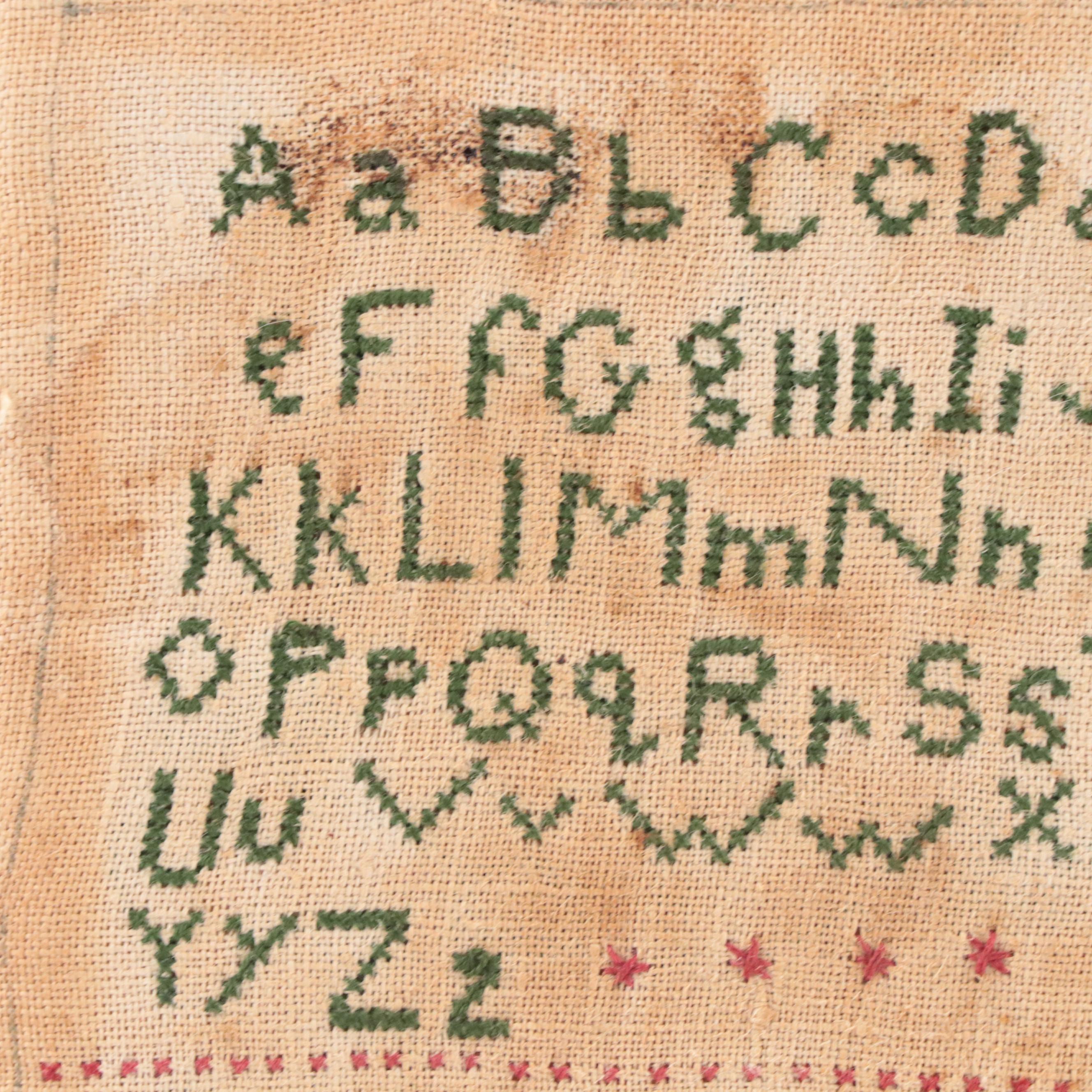 Victorian Perforated Paper Embroidery With Cross-Stitch Sampler, 1890
