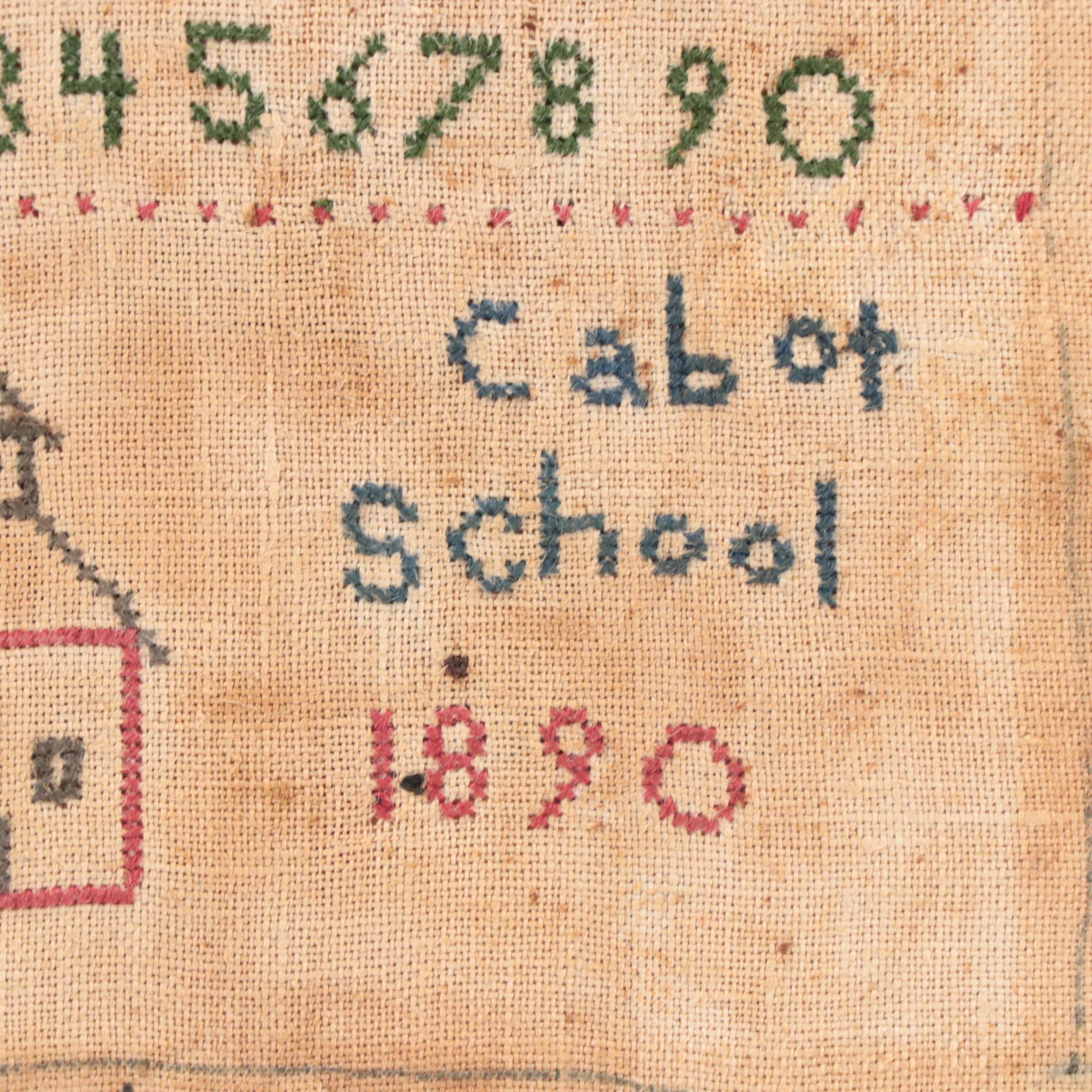 Victorian Perforated Paper Embroidery With Cross-Stitch Sampler, 1890