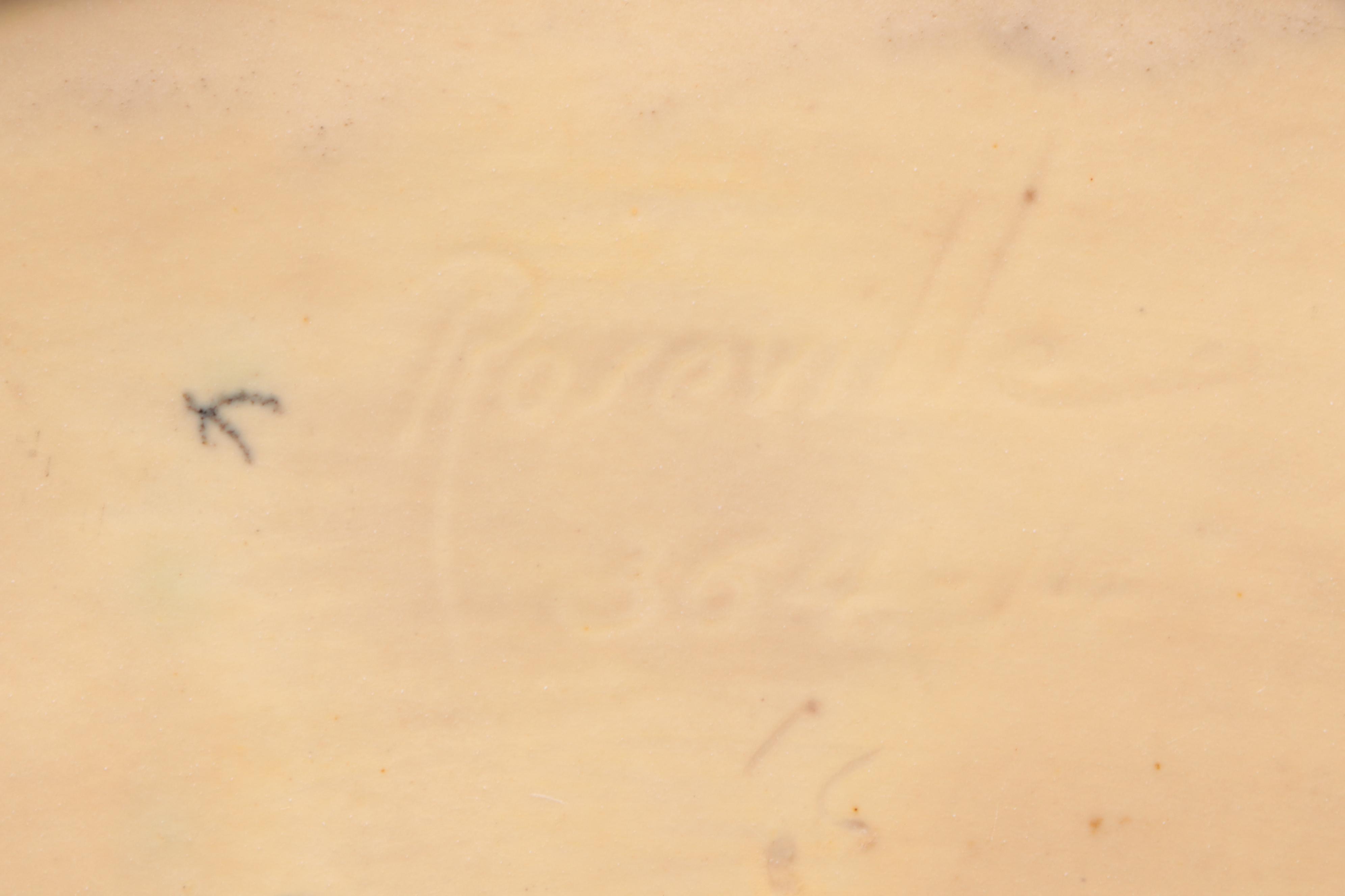 Roseville Pottery "Iris" Double Handle Centerpiece & Pressed Glass Accent Lamp