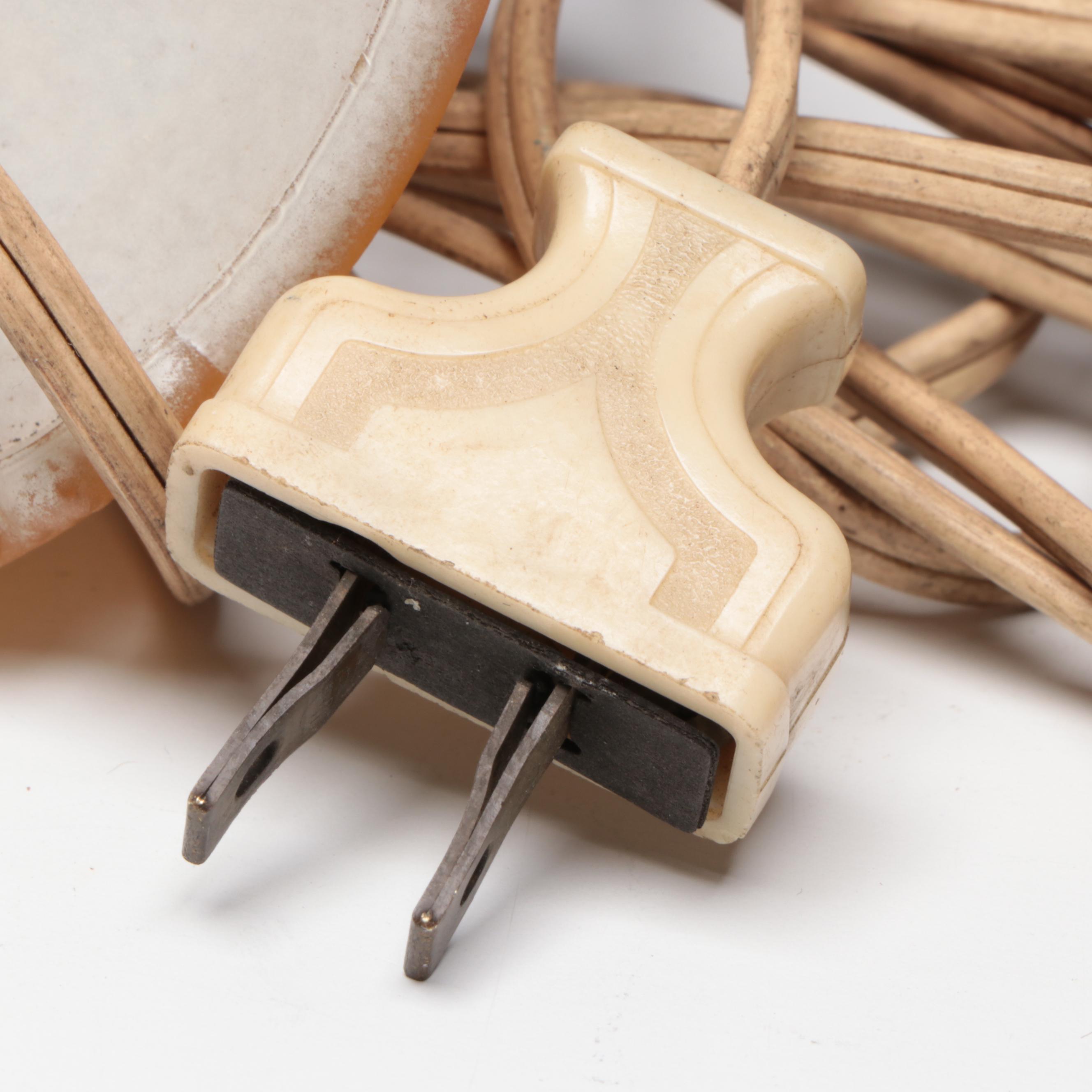 Roseville Pottery "Iris" Double Handle Centerpiece & Pressed Glass Accent Lamp