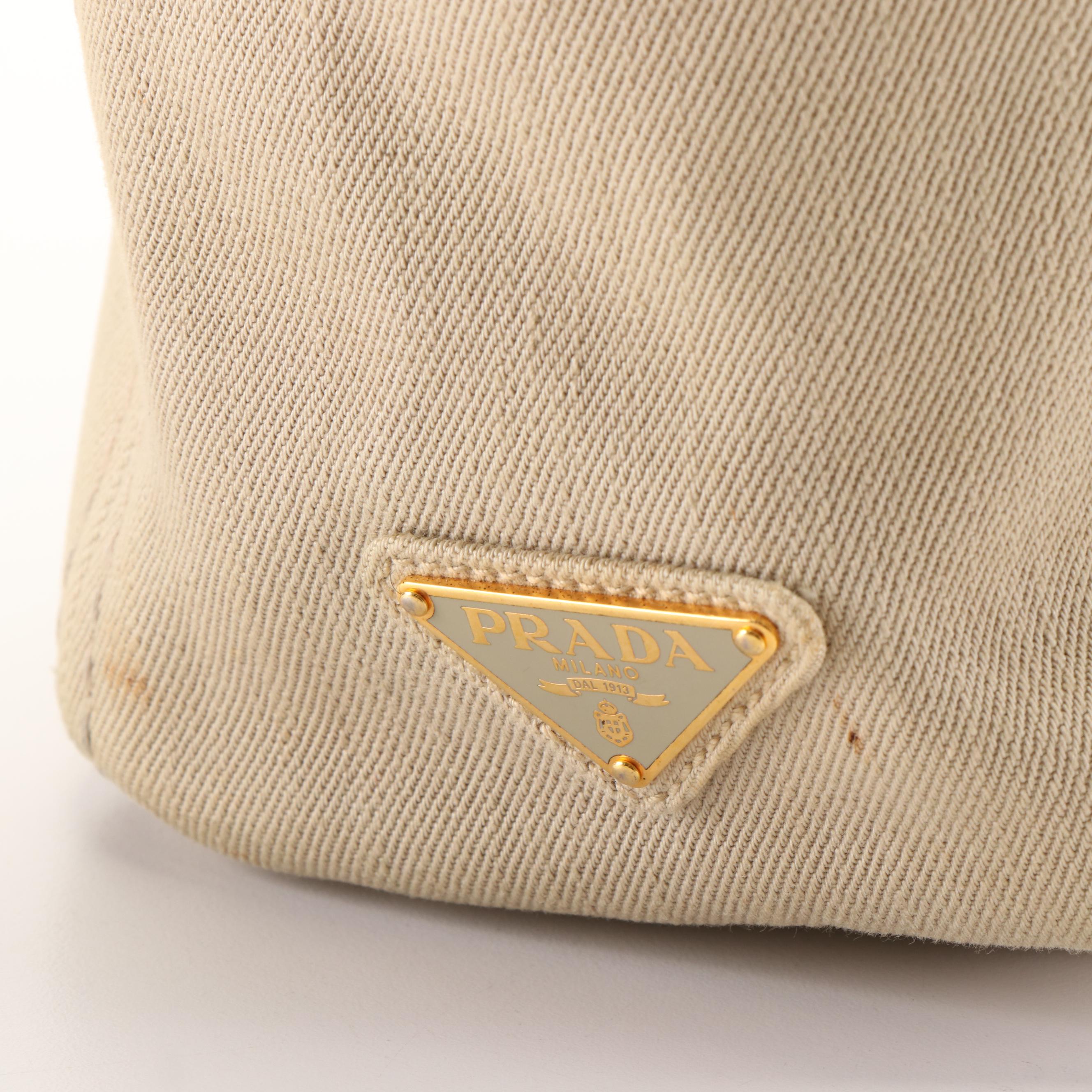 Prada Canapa Logo Natural Canvas Tote Bag