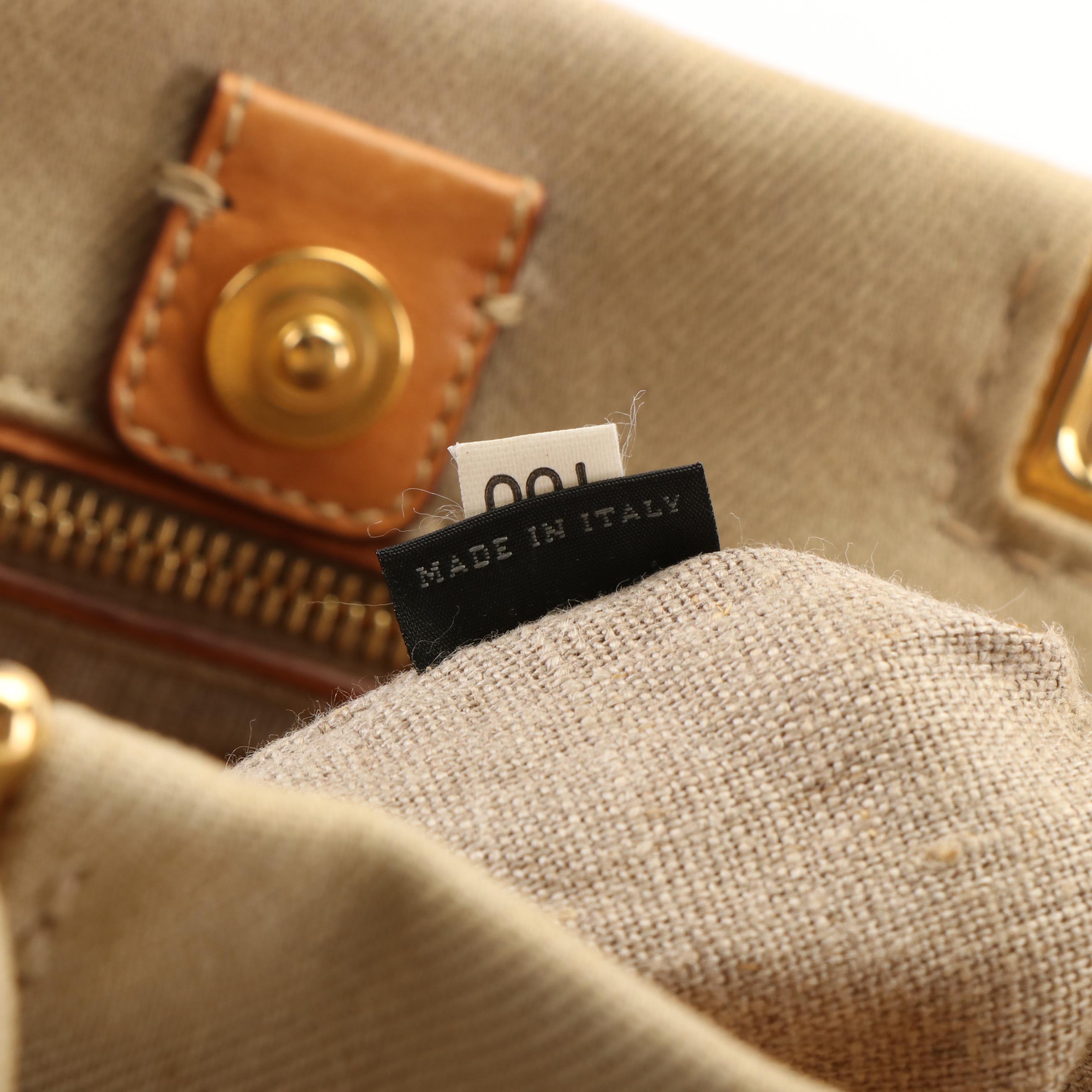 Prada Canapa Logo Natural Canvas Tote Bag