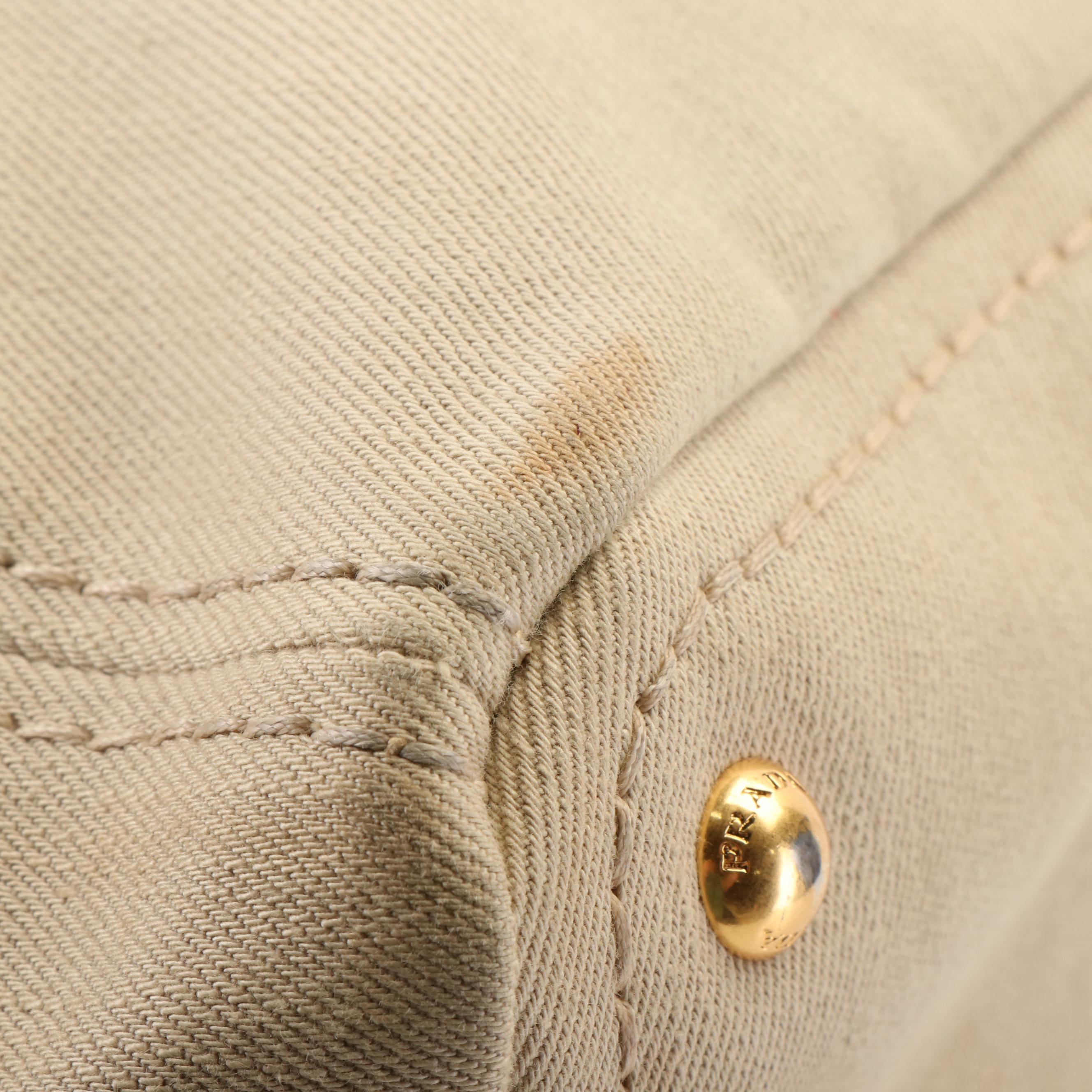 Prada Canapa Logo Natural Canvas Tote Bag