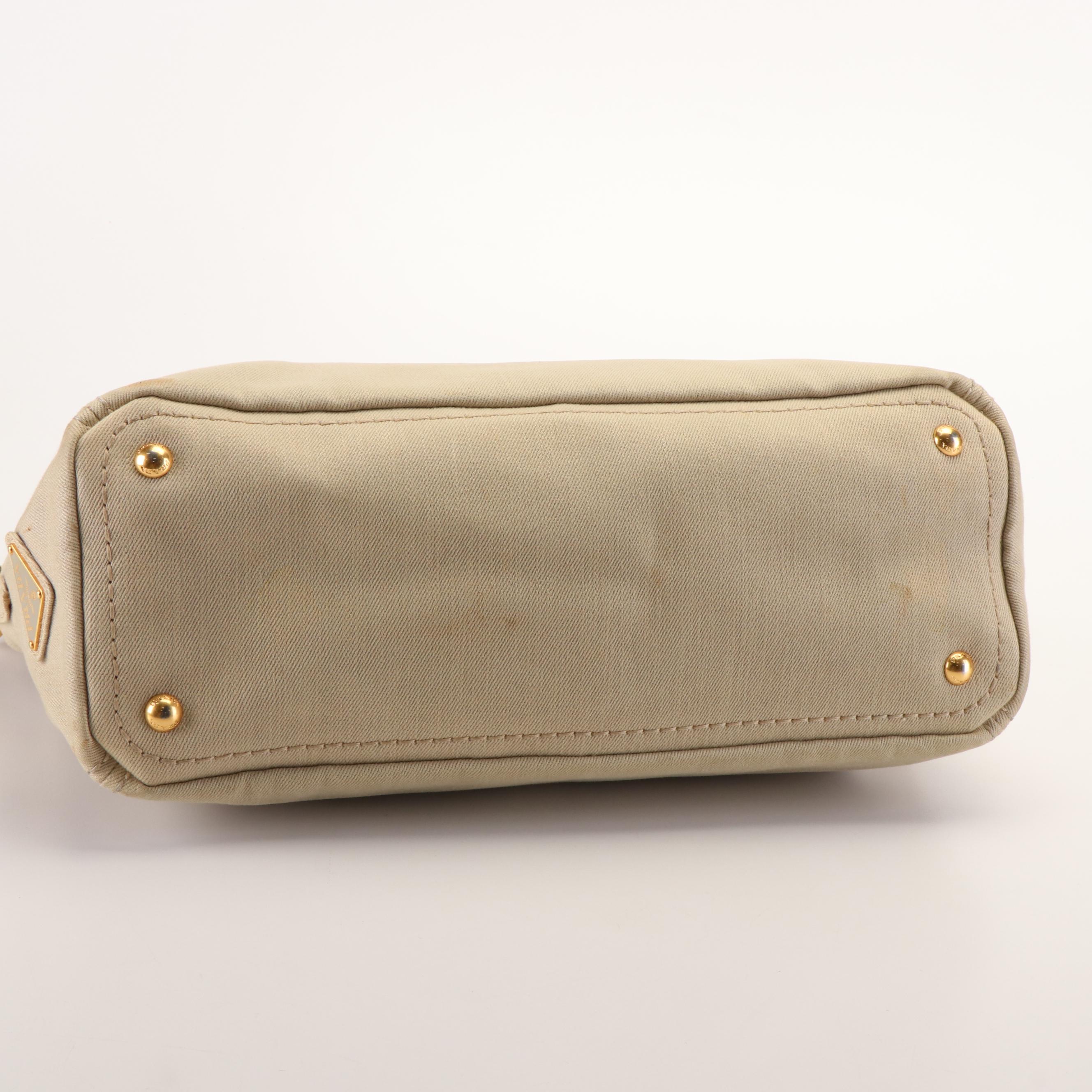 Prada Canapa Logo Natural Canvas Tote Bag