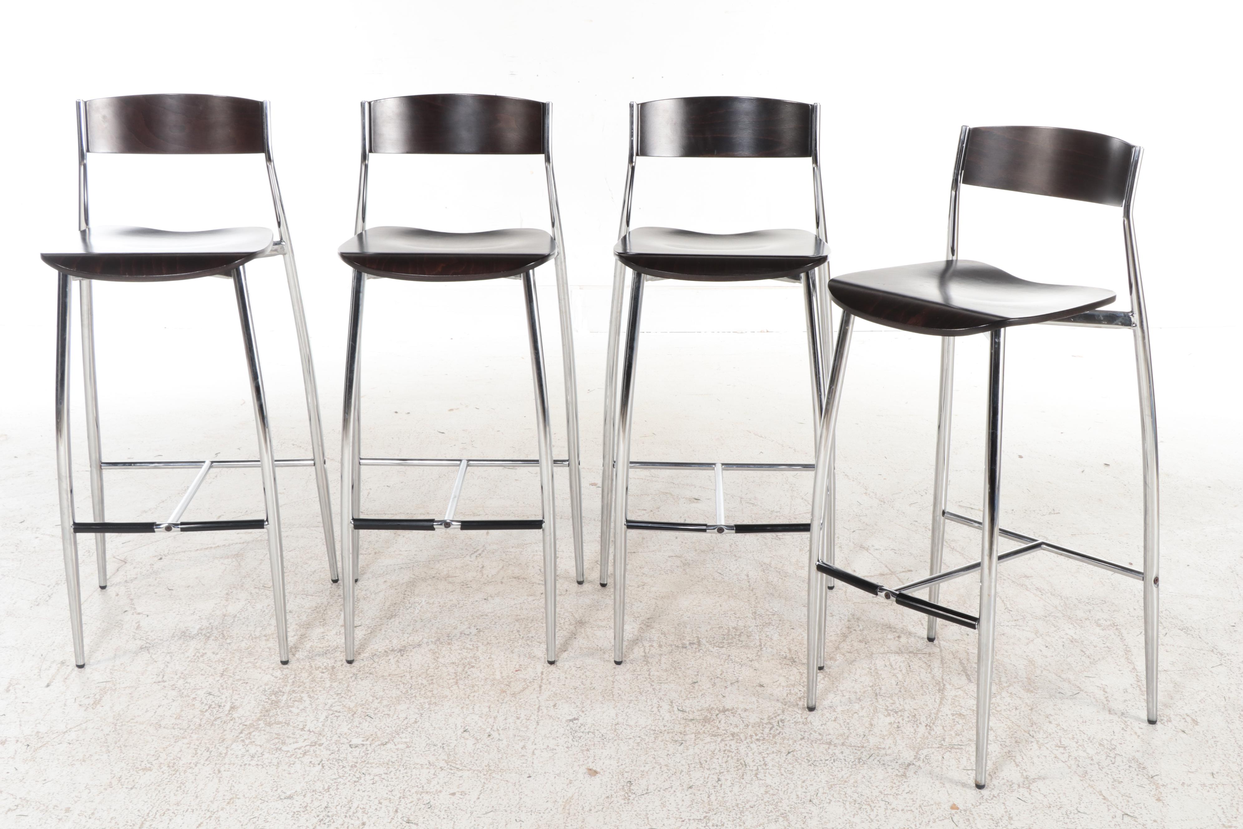 Four Altek Despositato Italian Barstools with Waterfall Style Bar Table