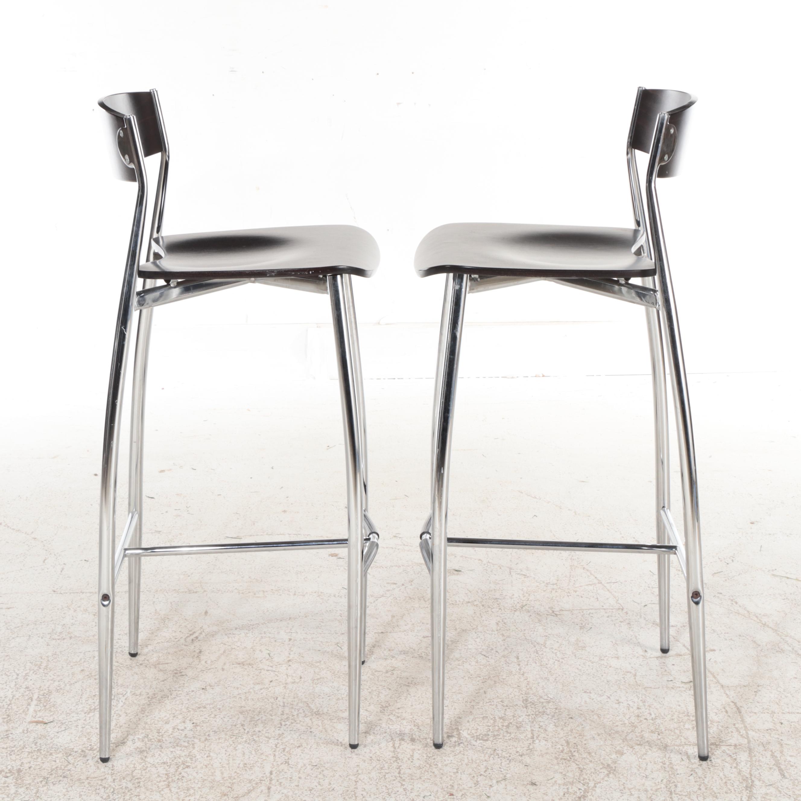 Four Altek Despositato Italian Barstools with Waterfall Style Bar Table