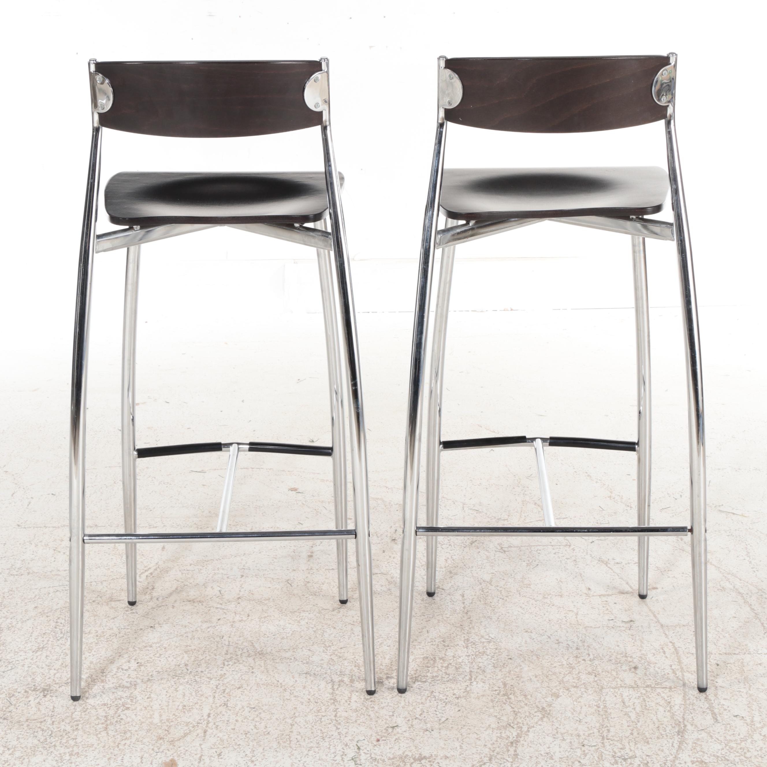 Four Altek Despositato Italian Barstools with Waterfall Style Bar Table