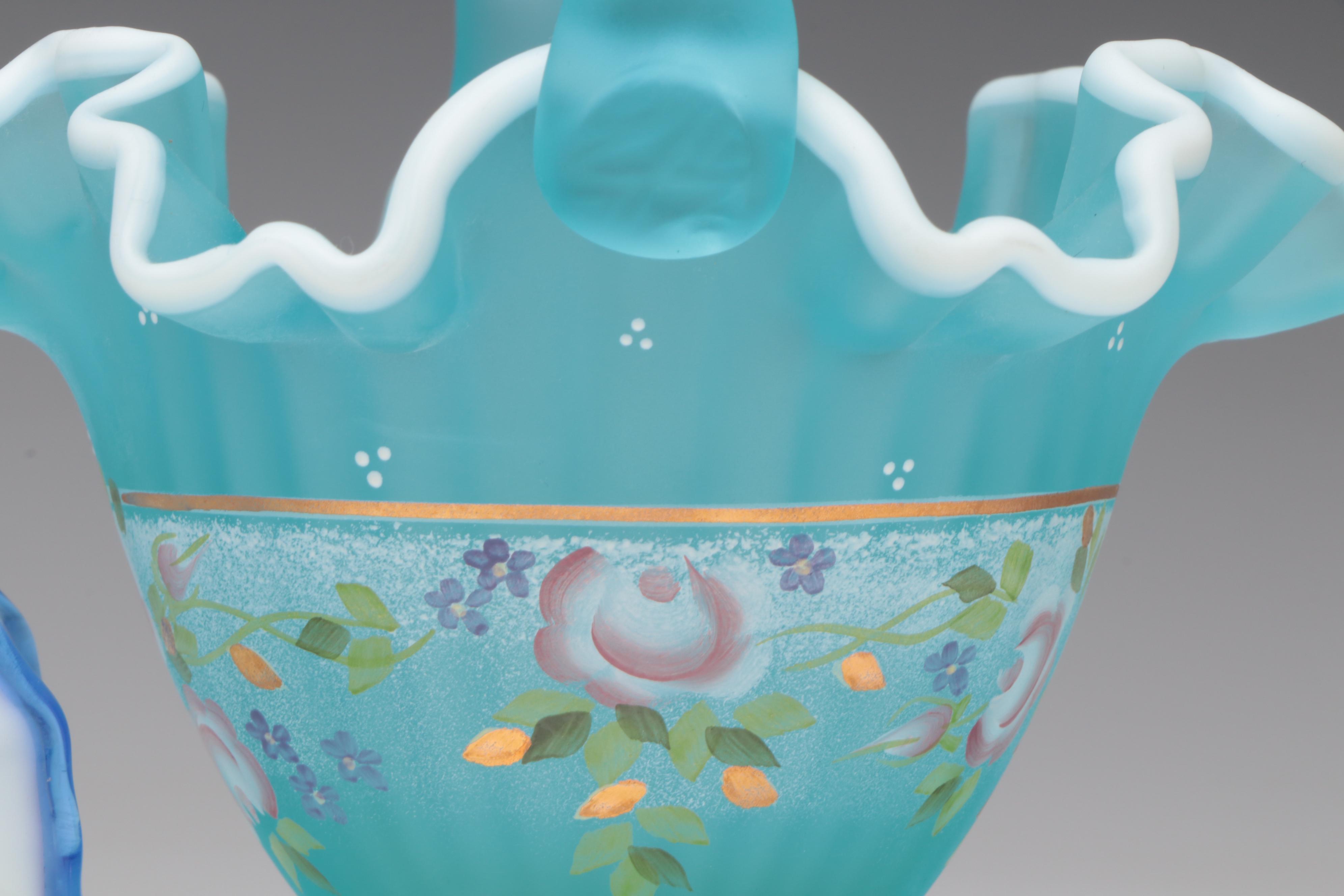 Fenton "Paneled Daisy Blue" Glass Bride's Basket and More Fenton Glass Décor