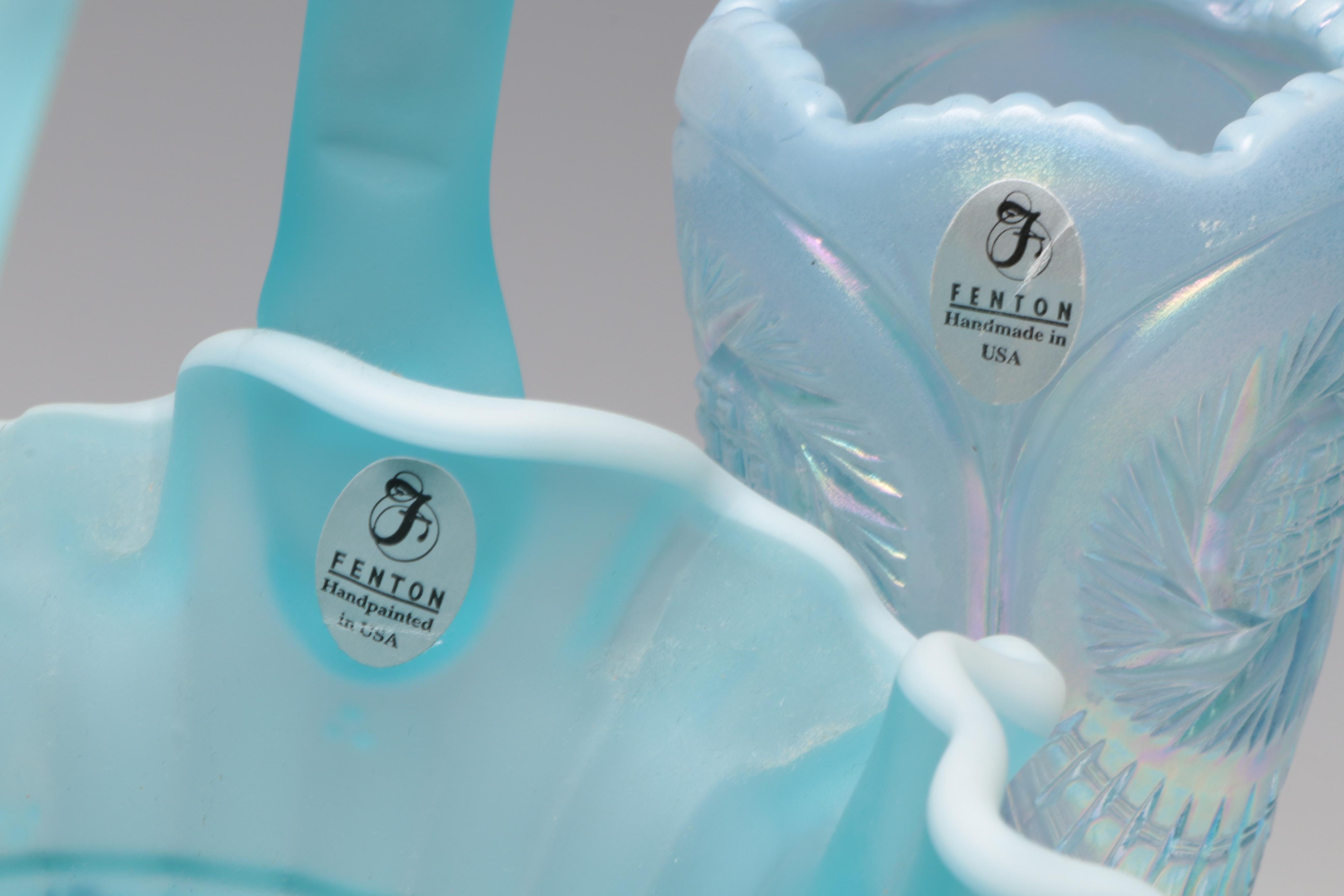 Fenton "Paneled Daisy Blue" Glass Bride's Basket and More Fenton Glass Décor