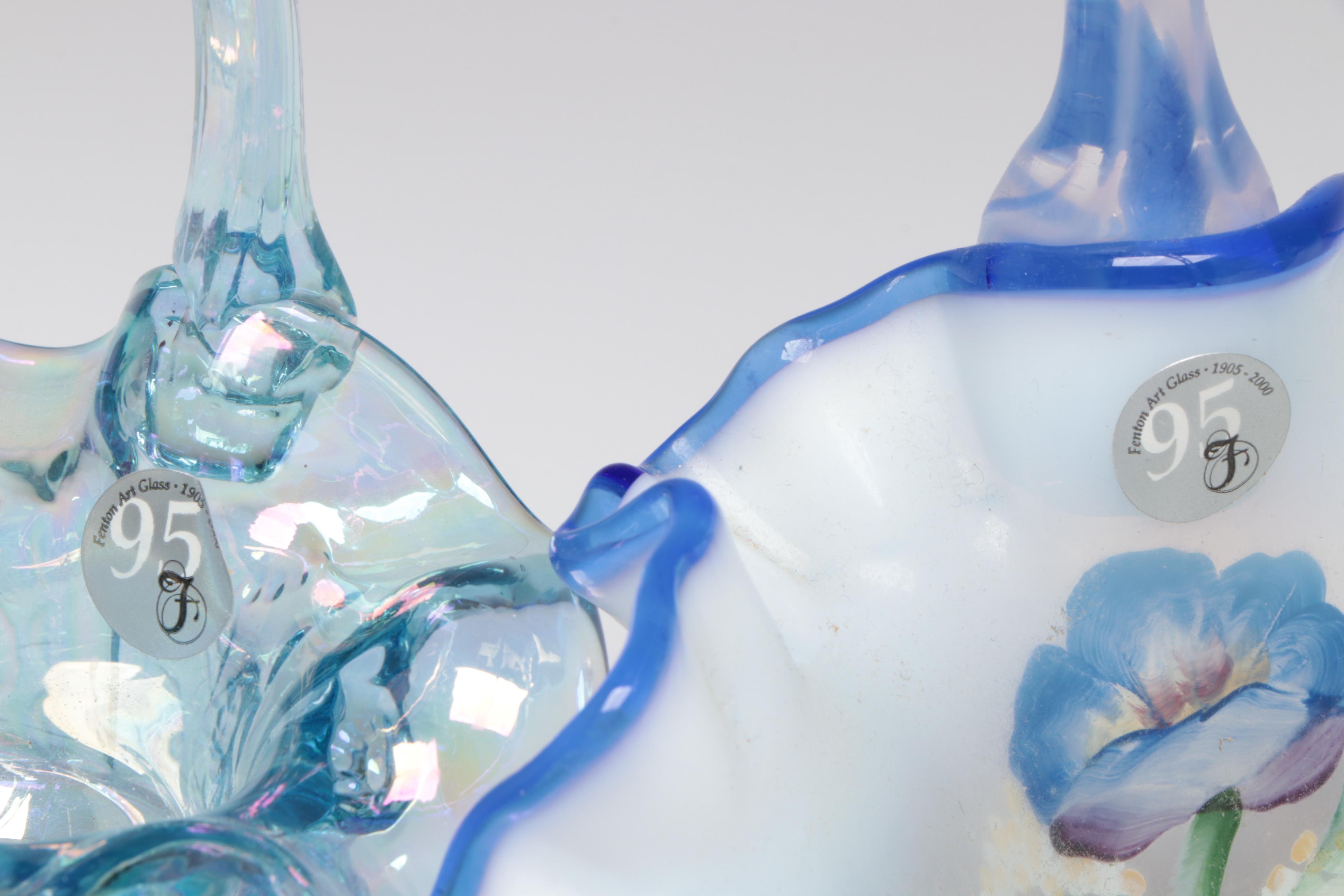 Fenton "Paneled Daisy Blue" Glass Bride's Basket and More Fenton Glass Décor