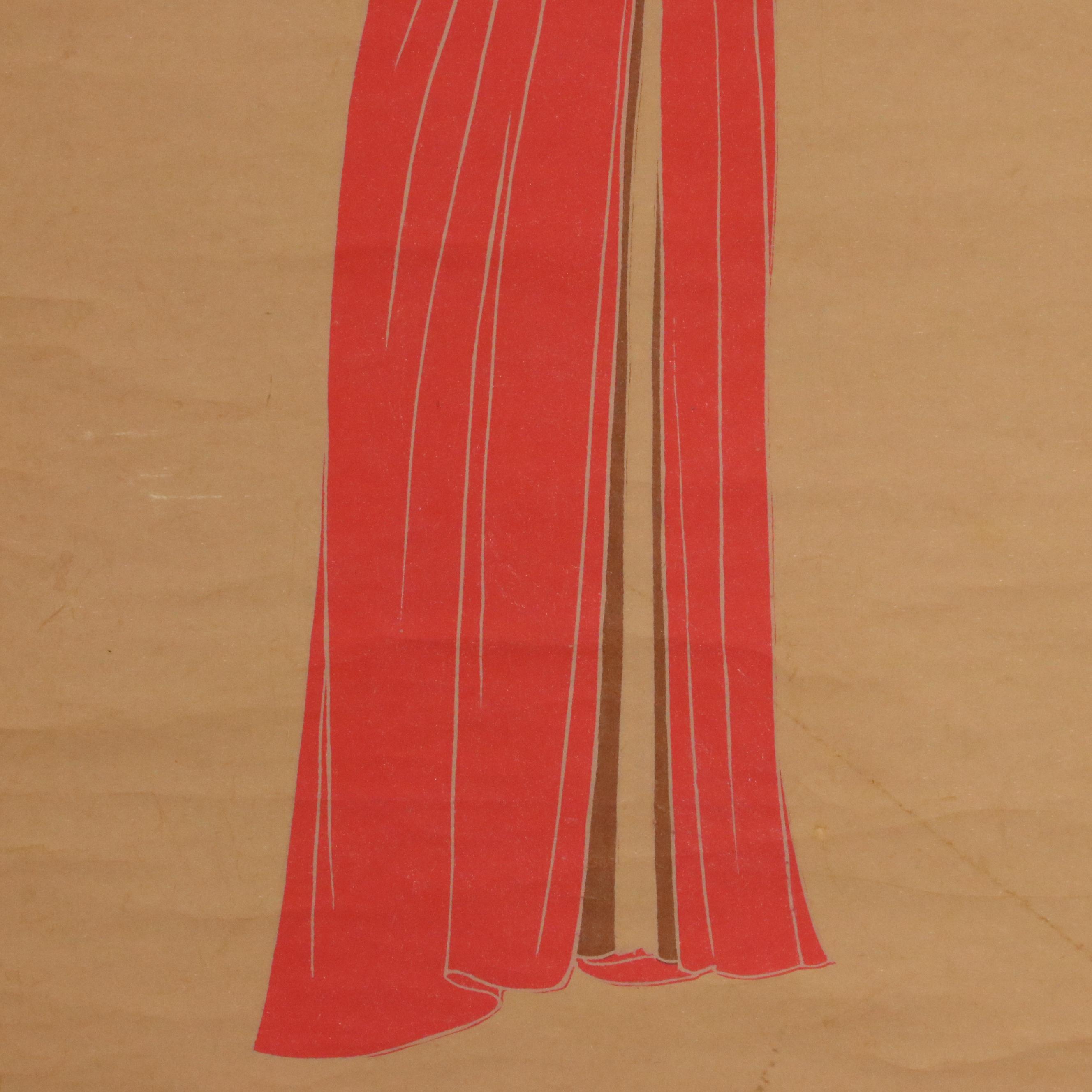 Chinese Scroll Gouache Painting of Figure