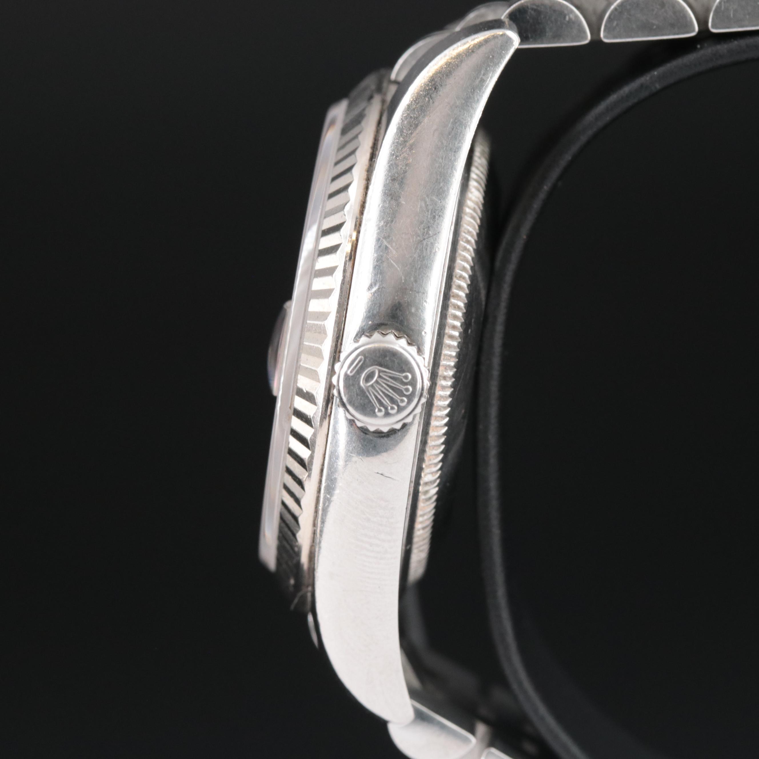 Rolex Black Mother-of-Pearl Factory Diamond Dial Datejust Watch