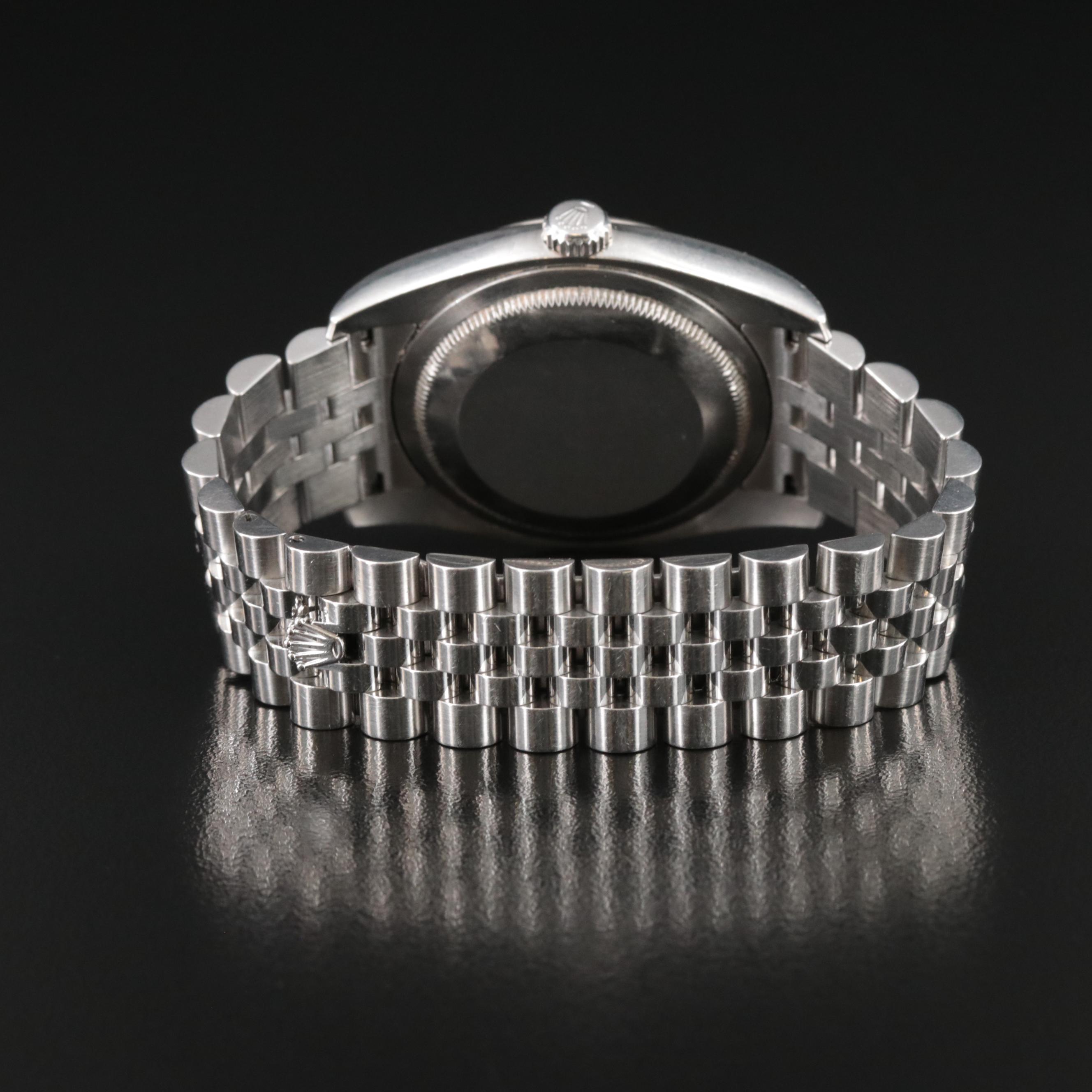 Rolex Black Mother-of-Pearl Factory Diamond Dial Datejust Watch