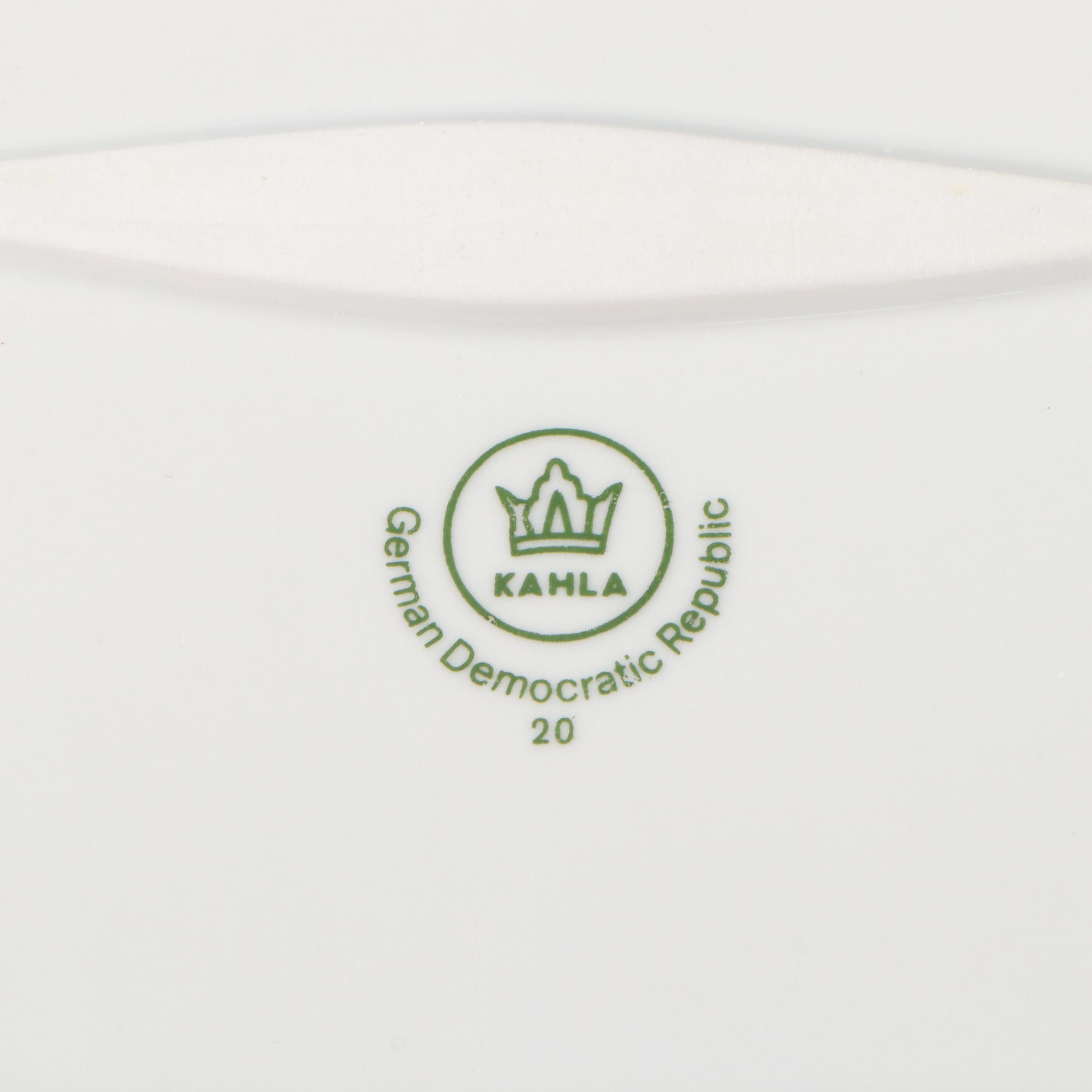 Kahla Porcelain Platters with Limoges Plates and Basket