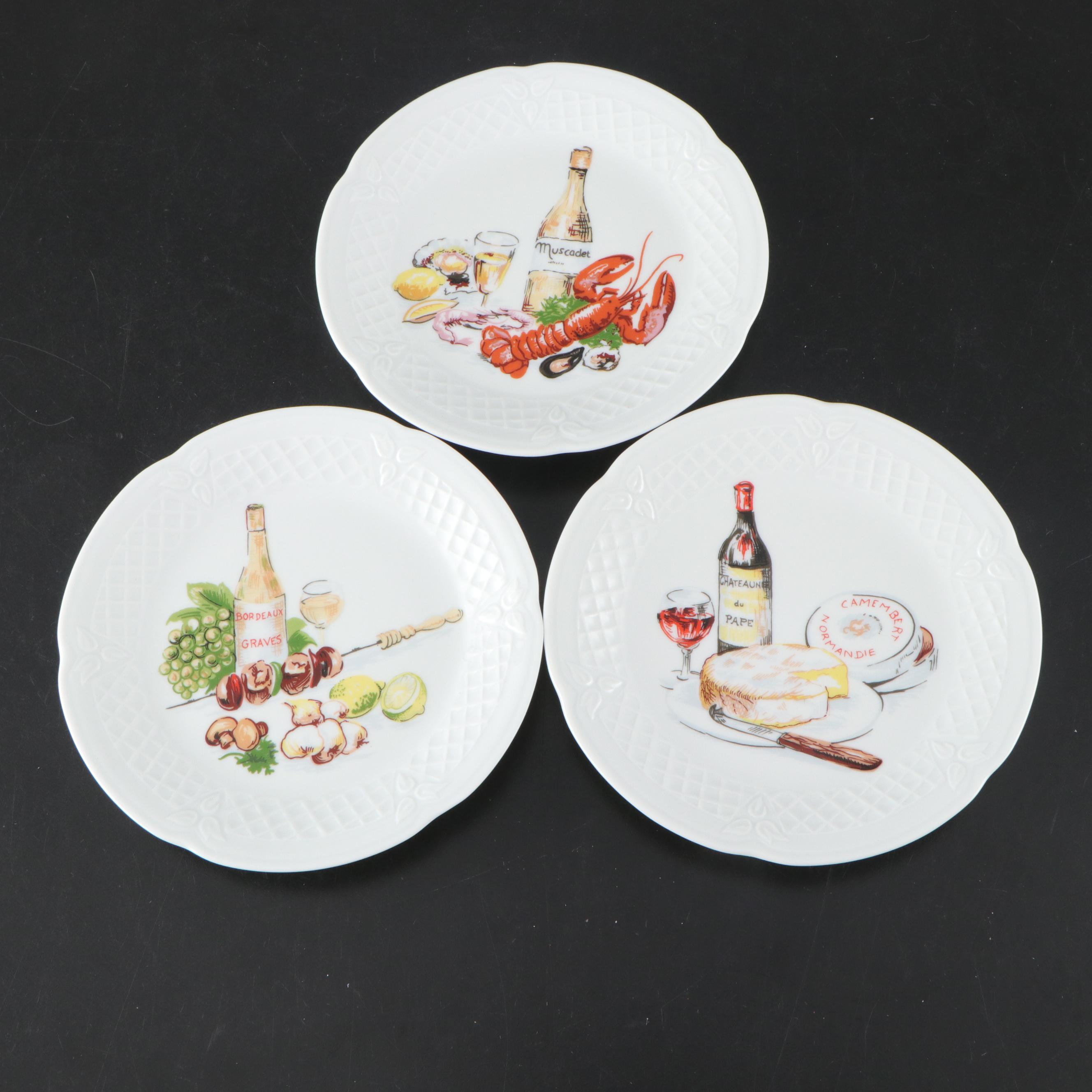 Kahla Porcelain Platters with Limoges Plates and Basket