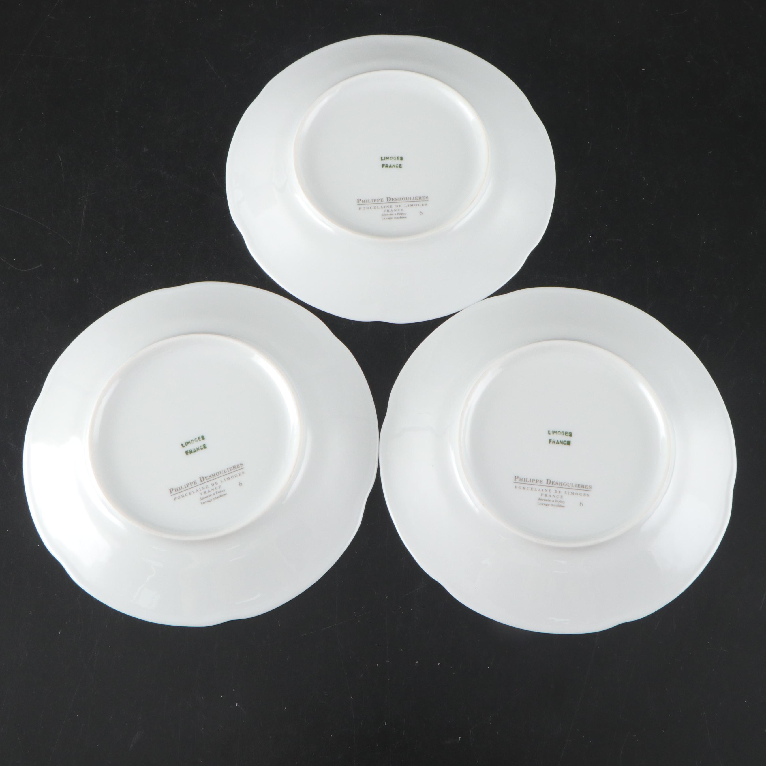 Kahla Porcelain Platters with Limoges Plates and Basket