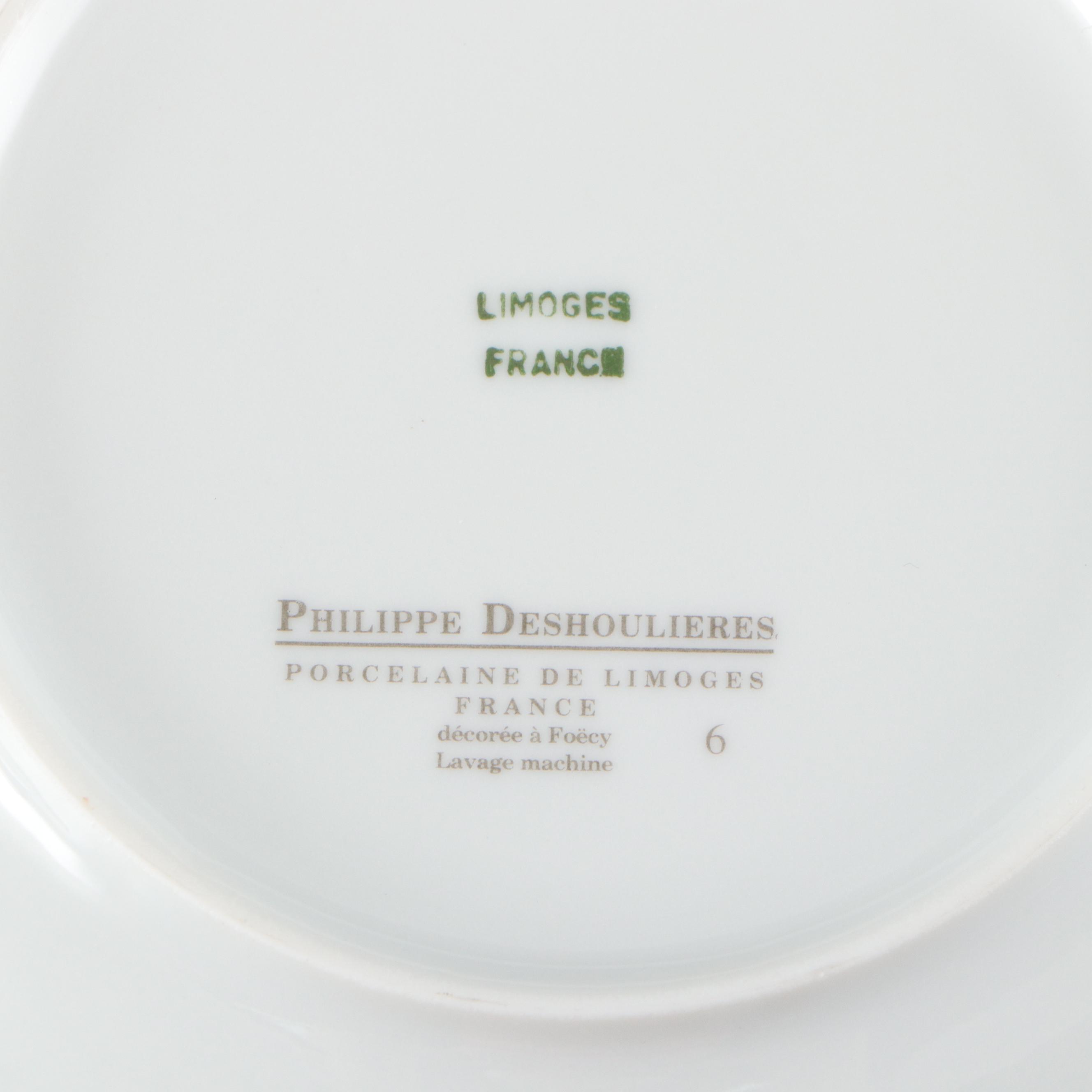 Kahla Porcelain Platters with Limoges Plates and Basket