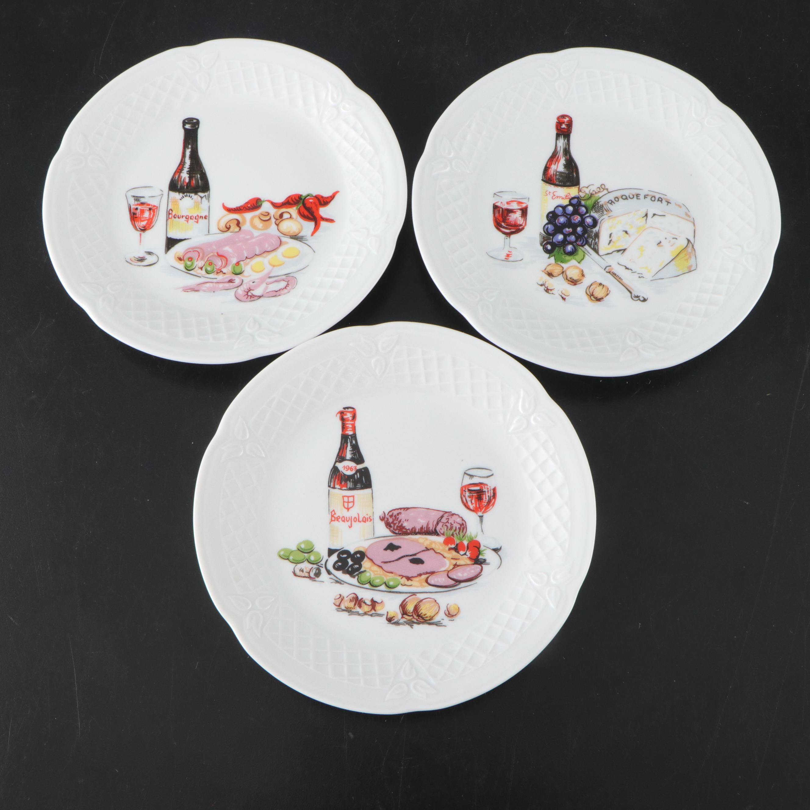 Kahla Porcelain Platters with Limoges Plates and Basket