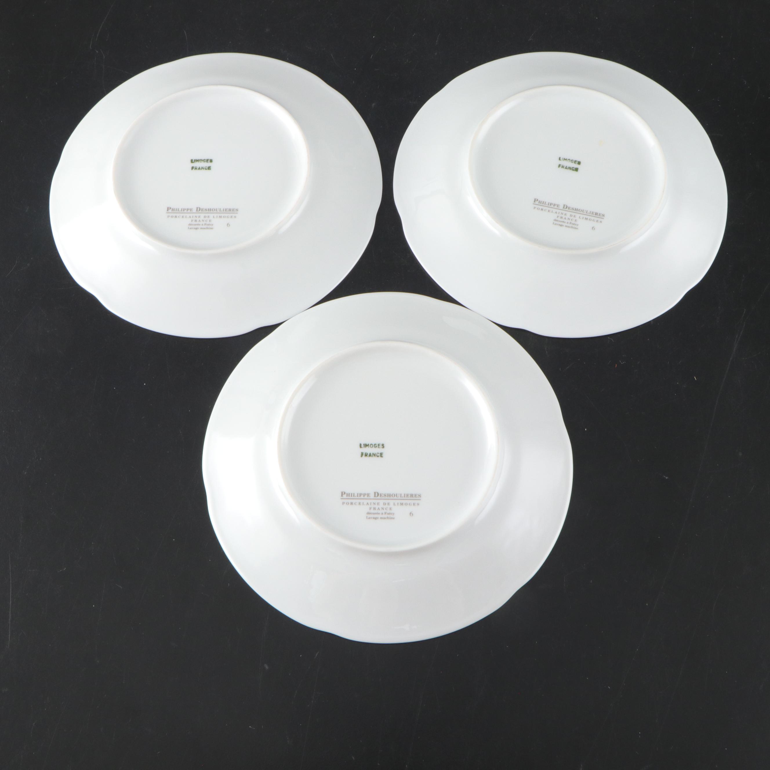 Kahla Porcelain Platters with Limoges Plates and Basket