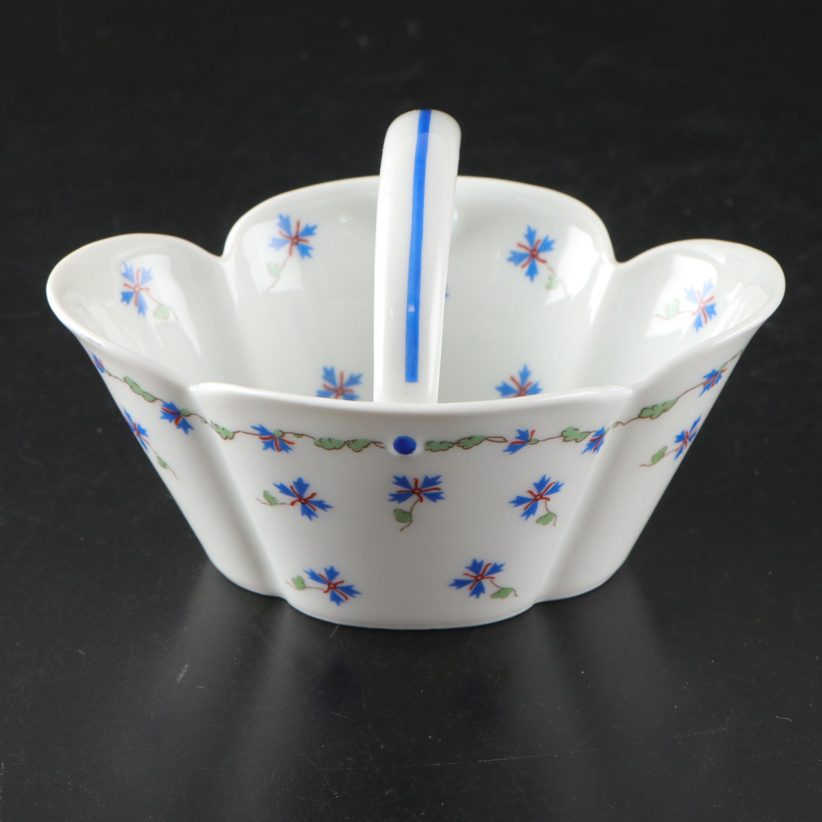 Kahla Porcelain Platters with Limoges Plates and Basket