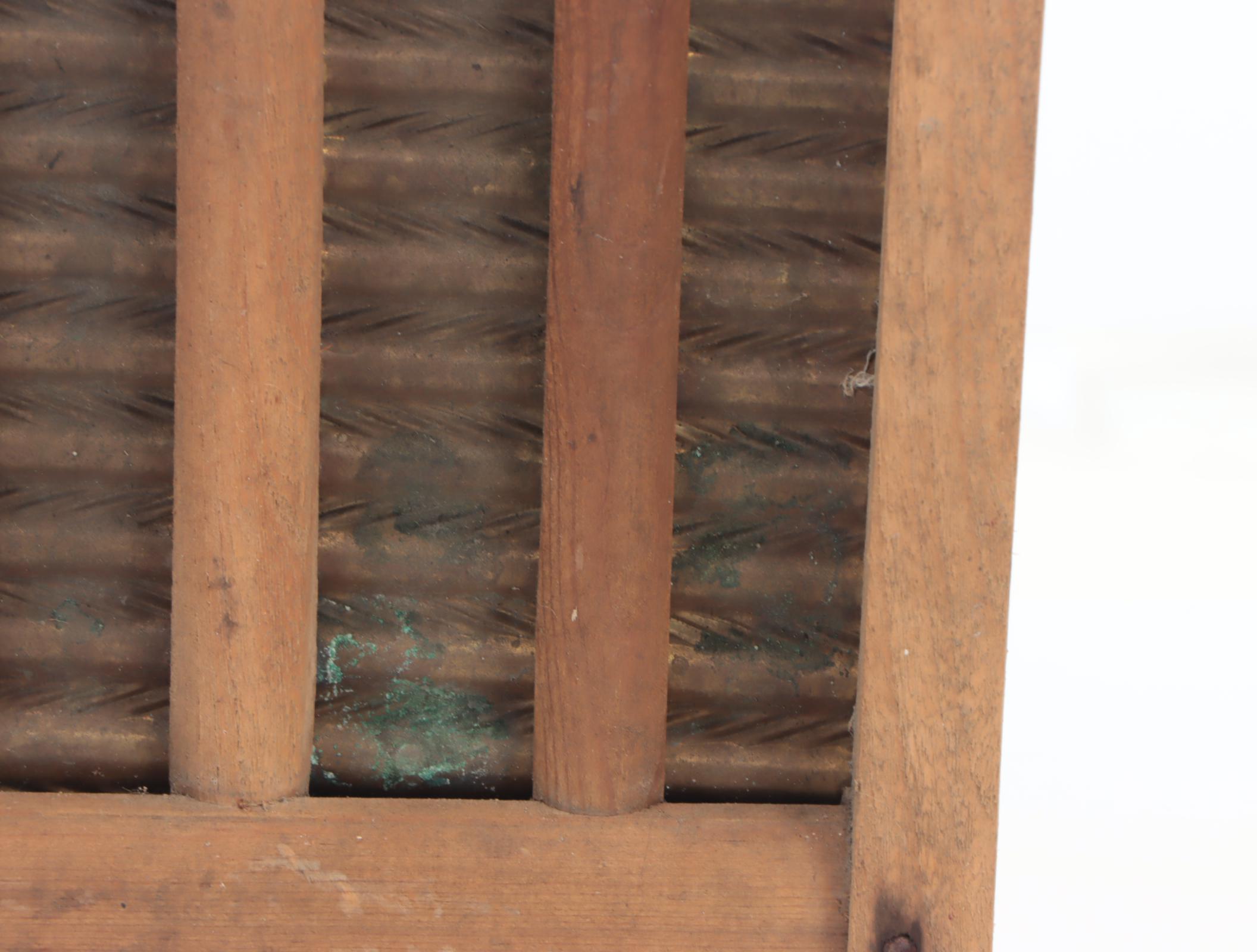 Primitive Washboard with Egg Crate, Wire Basket and Other Décor